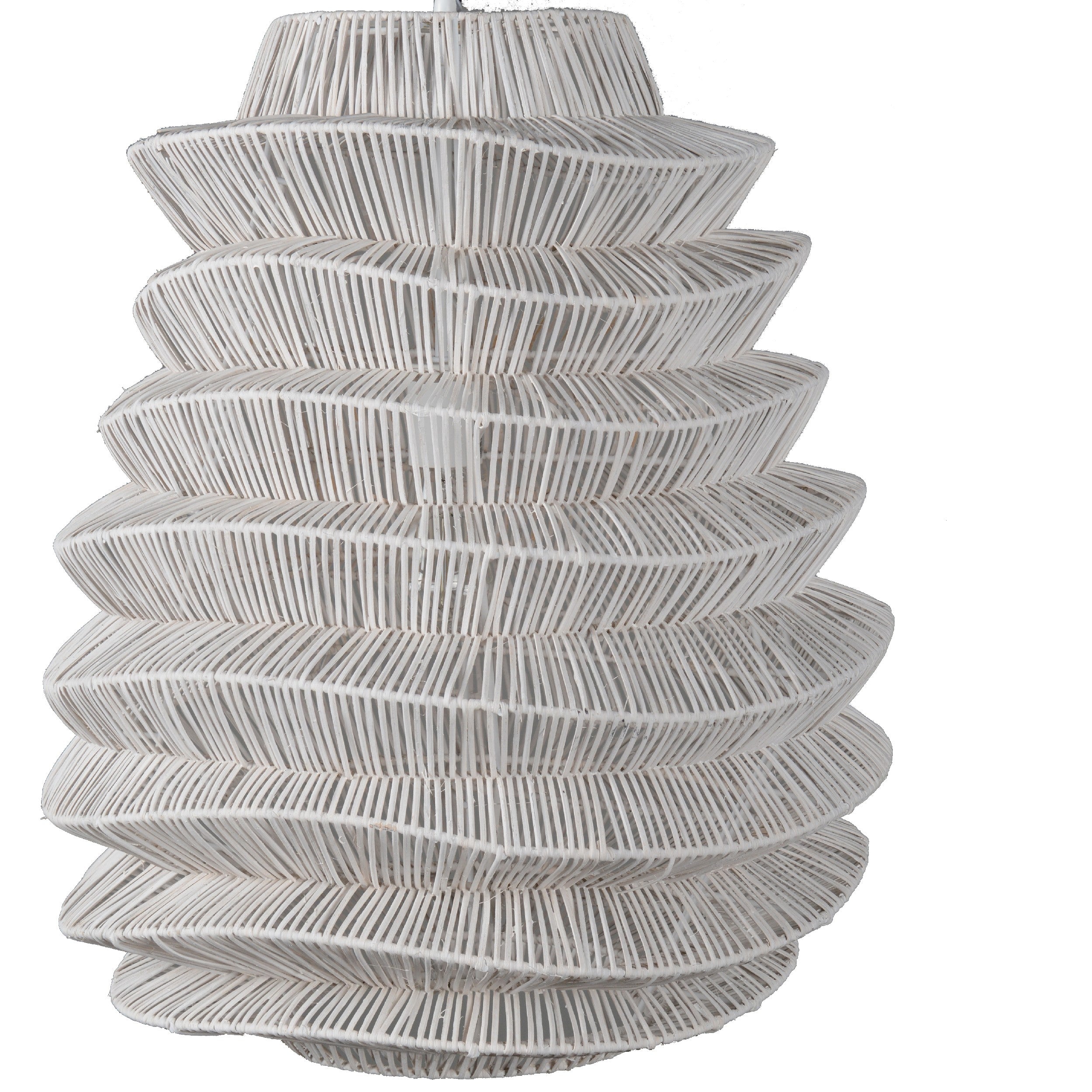 Helix 20 Inch Pendant Light, Woven Rattan, Iron, White