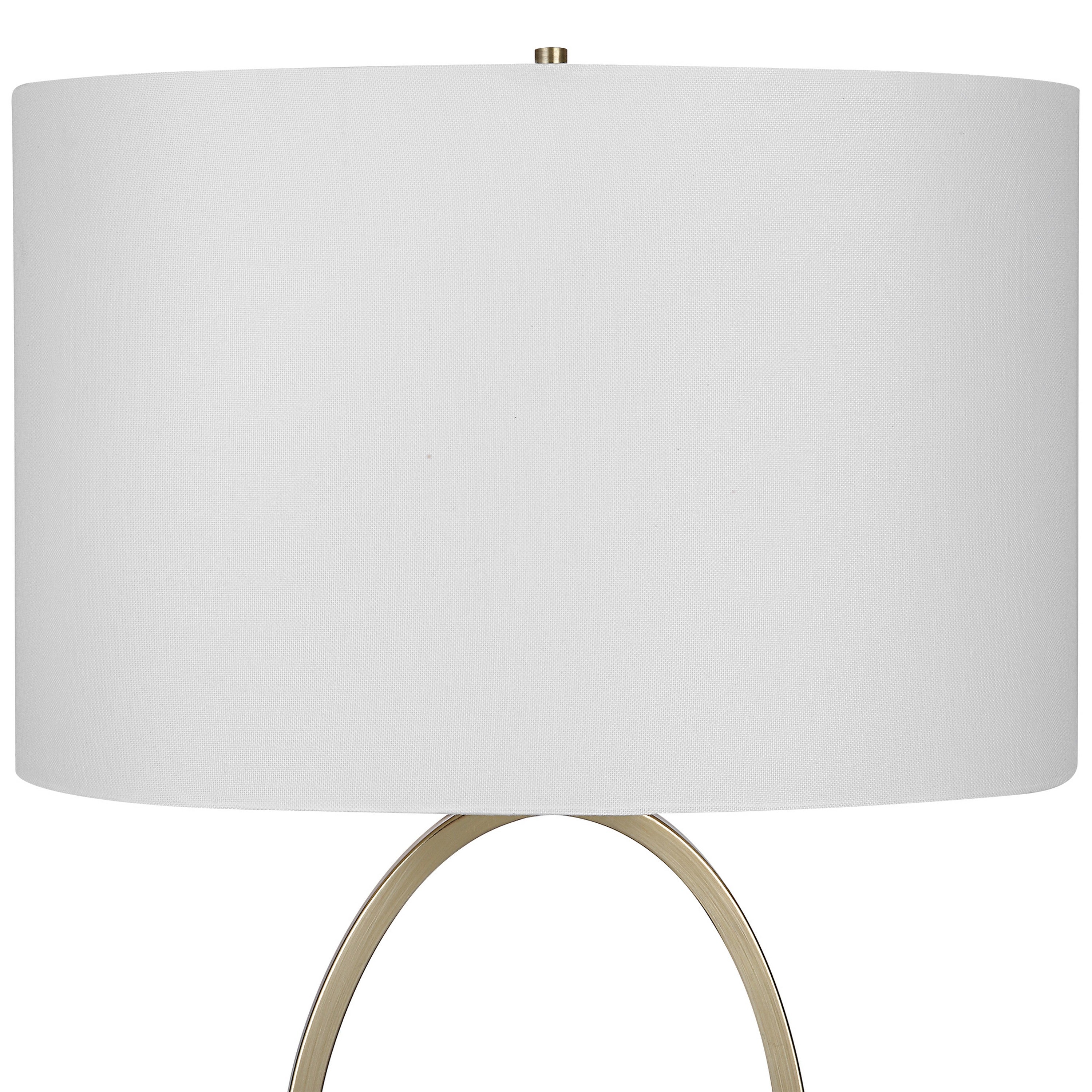 Benjara 27 Inch Metal Table Lamp, Oval Center Ring, Gold, White