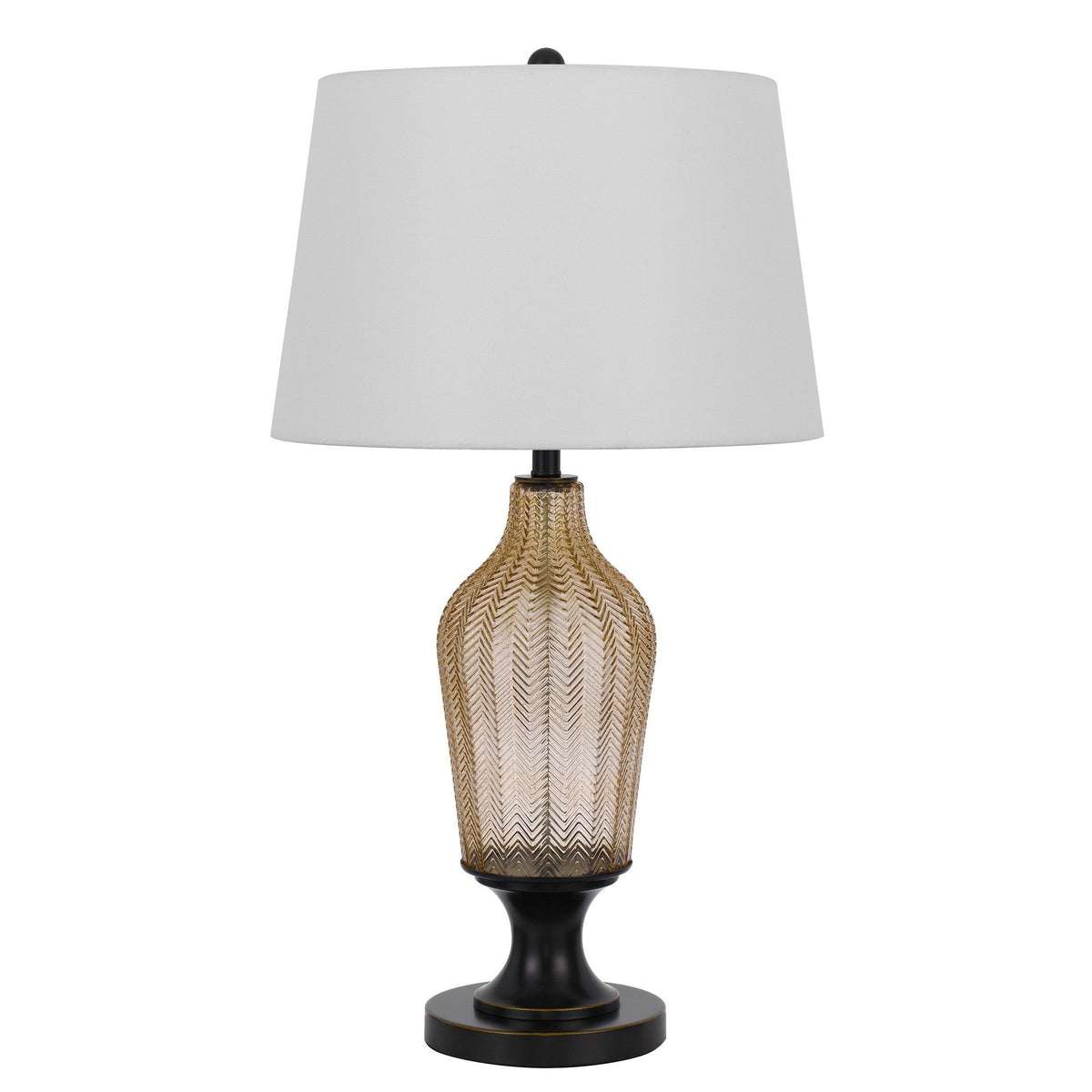 31 Inch Modern Table Lamp, Smoked Glass Body, Metal Base, Dark Bronze