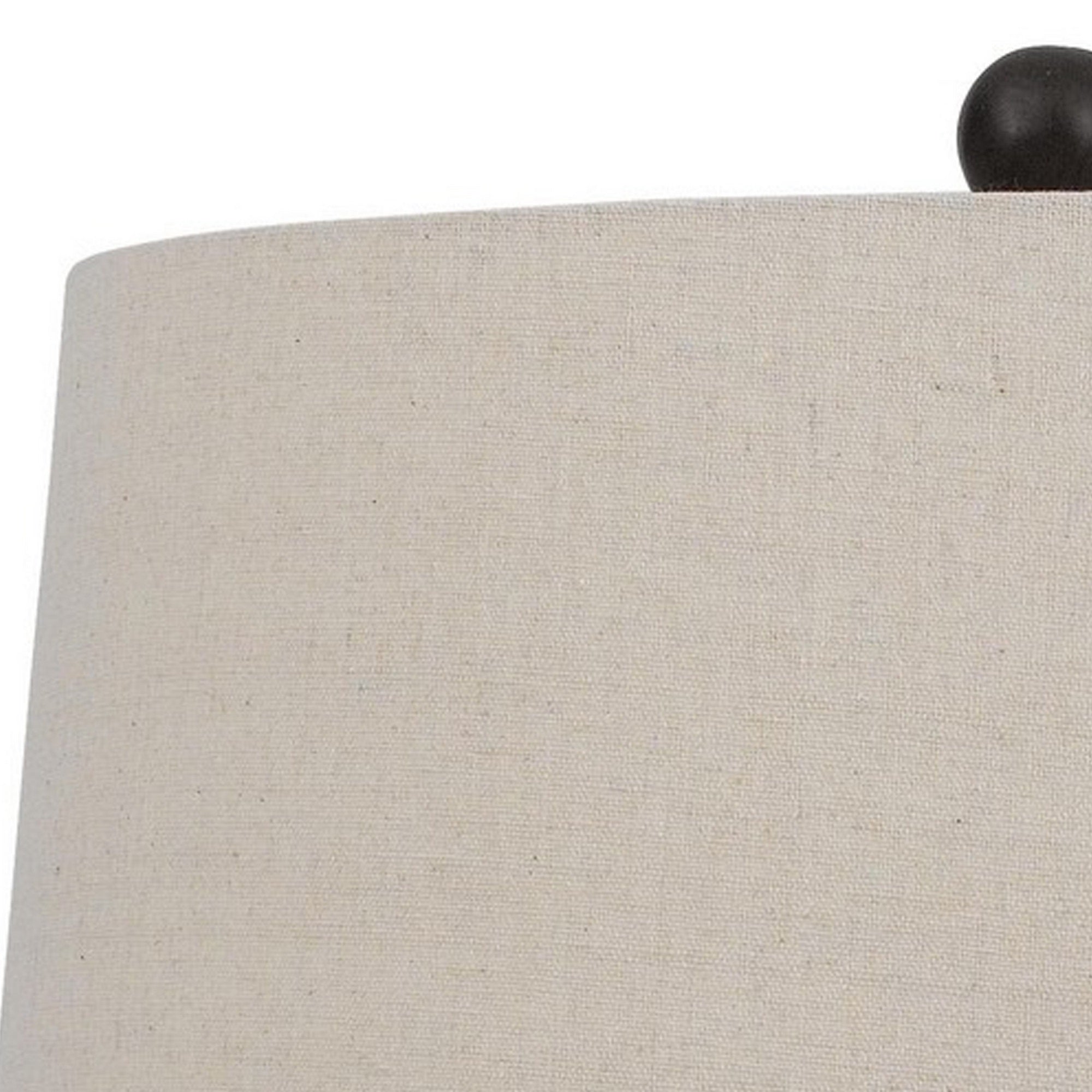 Benzara Classic Table Lamp, Ceramic, Textured Lined Body, 29 Inch, Black and Beige, Model BM282153