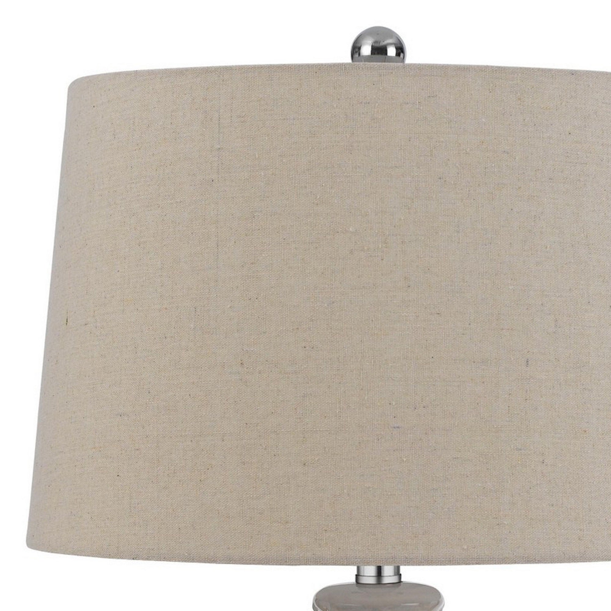 27 Inch Table Lamp Set of 2, Ceramic Base, Hardback Fabric Shade, Ivory