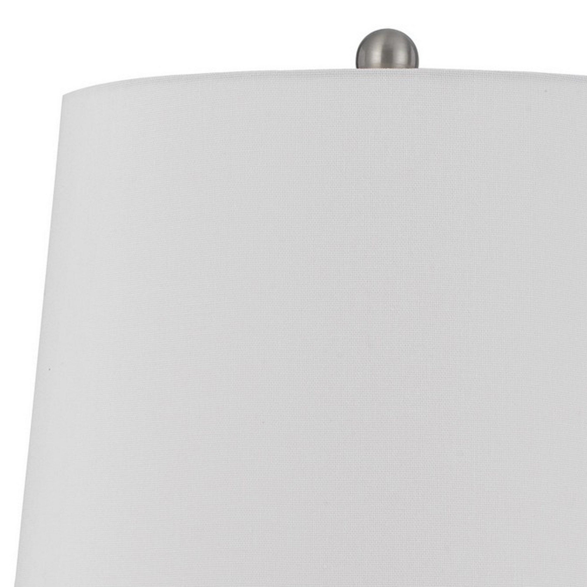 Benzara 29 Inch Accent Table Lamp Set of 2, Stacked  le Glass Balls, Silver and White, Model BM282160