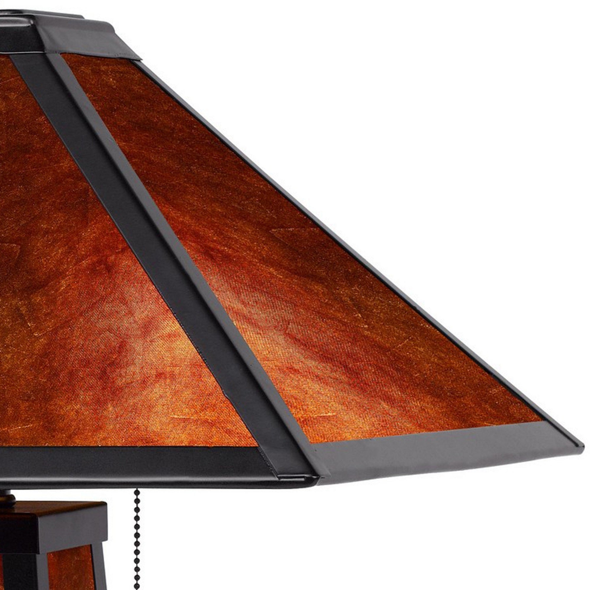 Benzara 24in Mica Table Lamp with Night Light, Pull Chain Switch, Metal, Brown and Black, Model BM282161