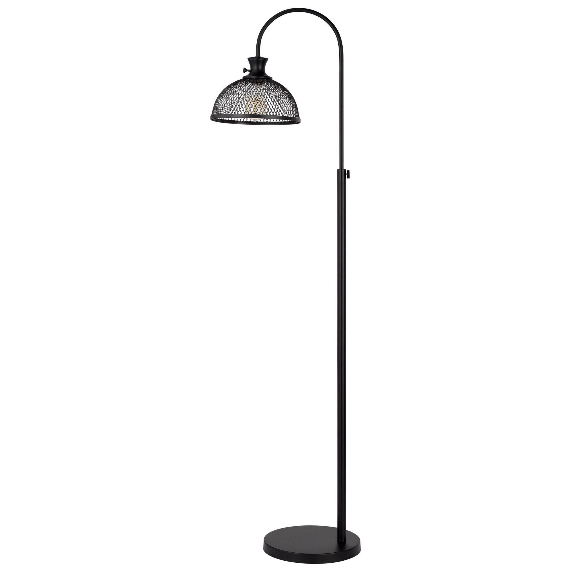 Benzara 61 Inch Modern Floor Lamp, Black Metal Base, Hanging Mesh Shade, Model BM282165