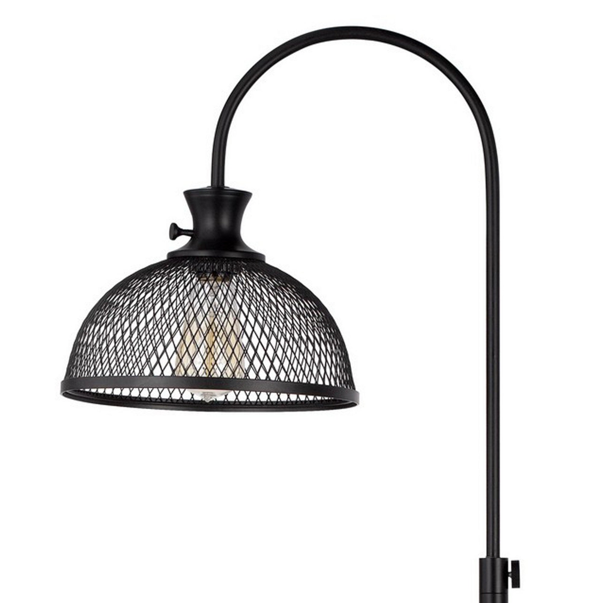 Benzara 61 Inch Modern Floor Lamp, Black Metal Base, Hanging Mesh Shade, Model BM282165