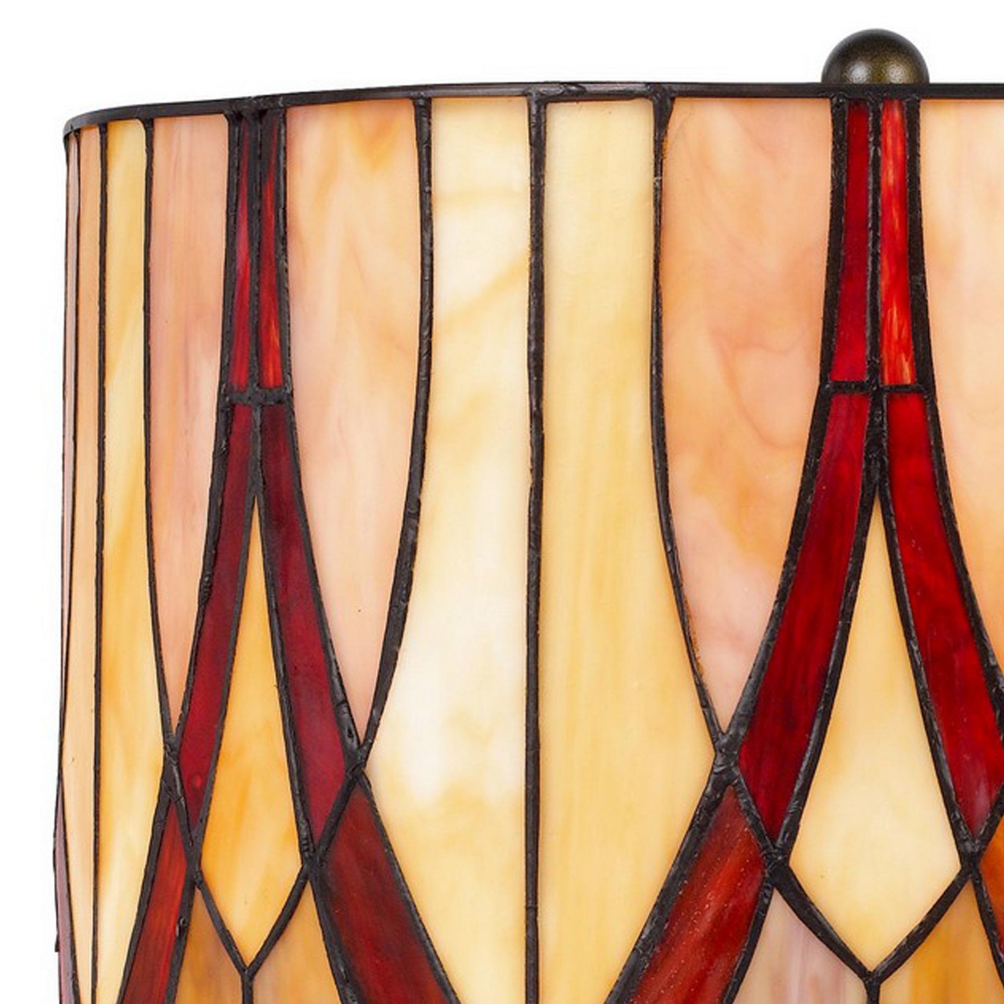 Benzara Eli Table Lamp, Tiffany Style, Stained Glass, Brown, 24 Inch, Model BM282167