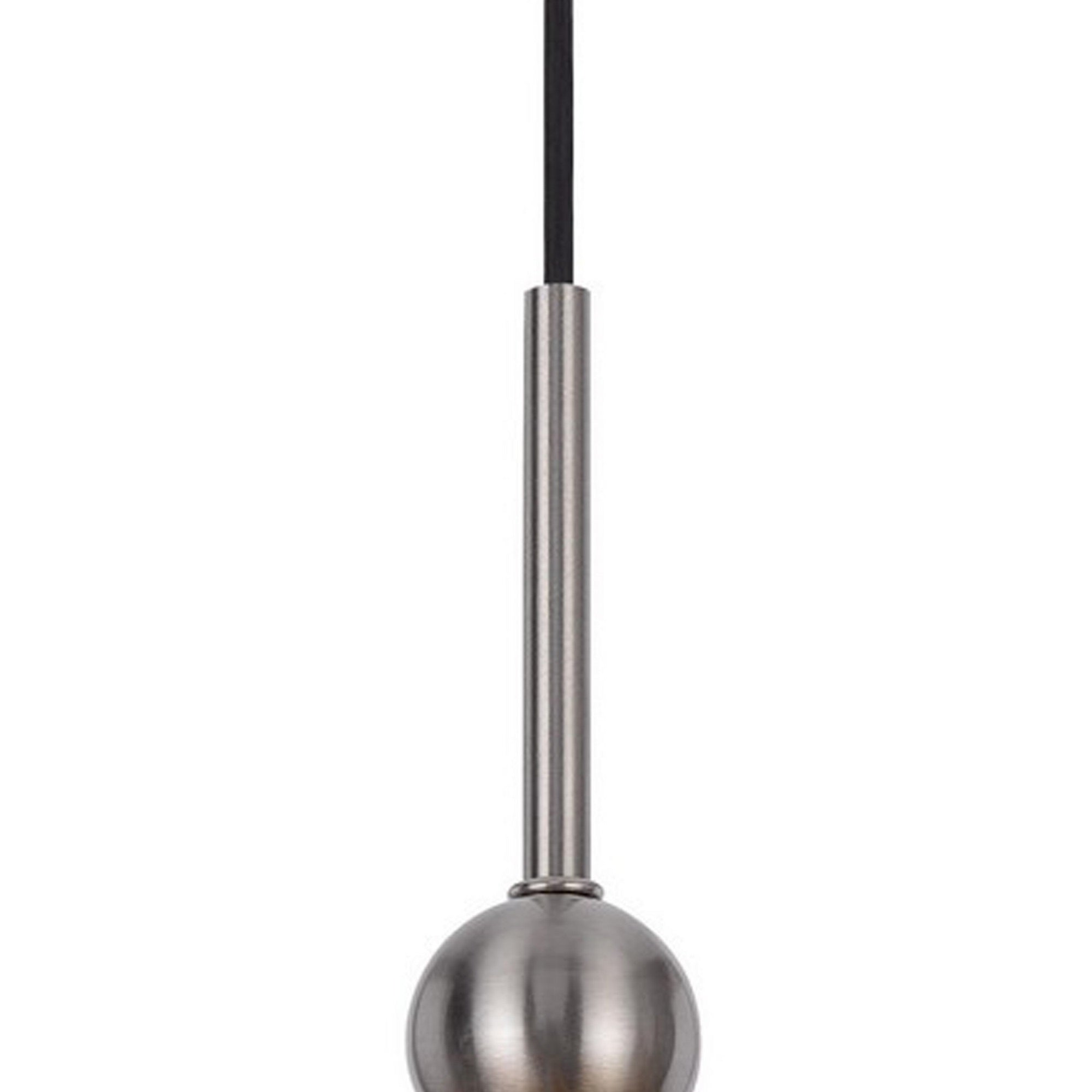 Benzara Pendant Ceiling Light Fixture, 8 Inch, Rope Woven Shade, Brown and Chrome, Model BM282186