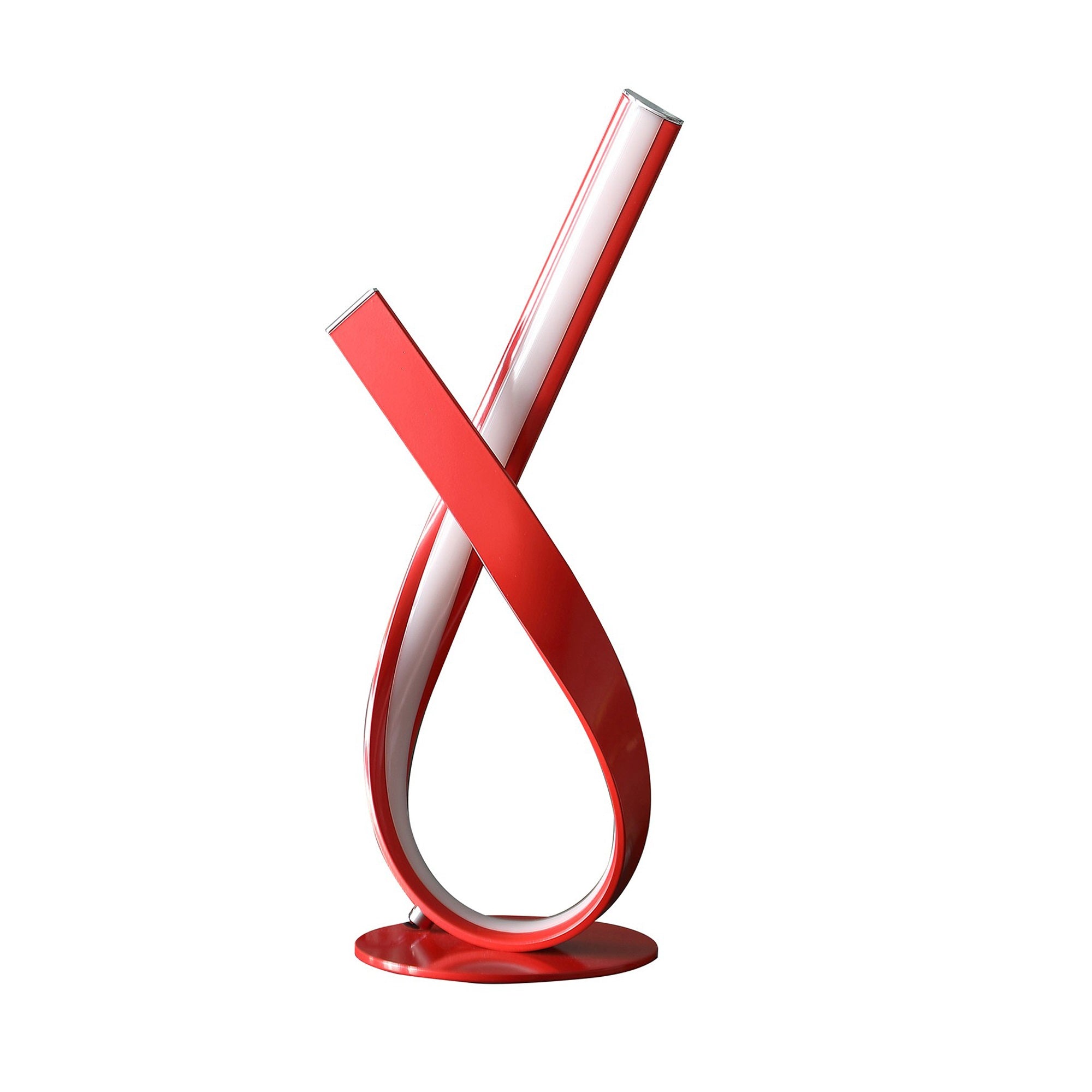 Benzara 17 Inch Accent Table Lamp, Metal, LED Lighting, Round Base, Red, Model BM283269