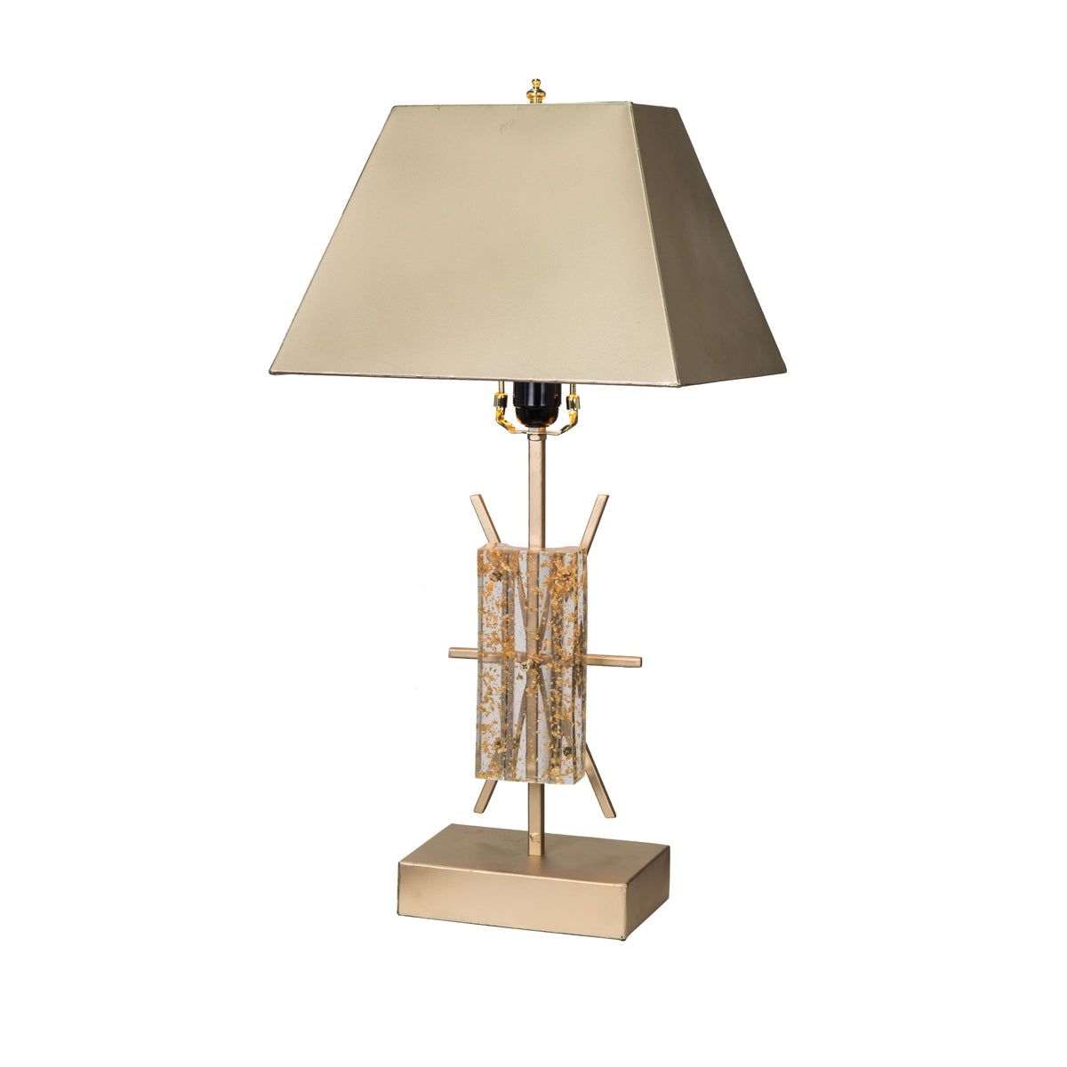 26 Inch Modern Accent Table Lamp, Metal And Acrylic Frame, Champagne Gold