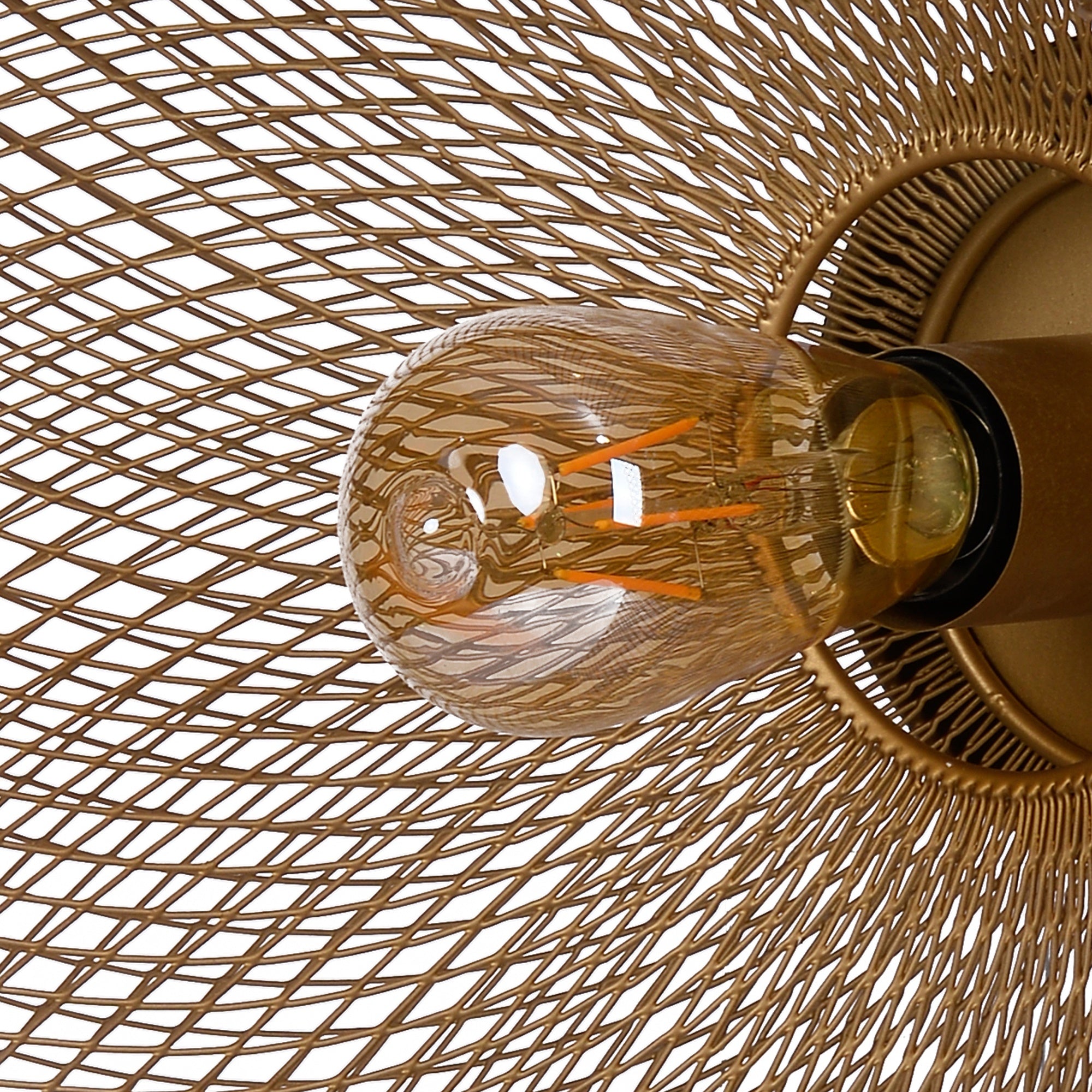14 Inch Round Wall Mounted Lamp, Iron Mesh and Hardware, Gold Finished