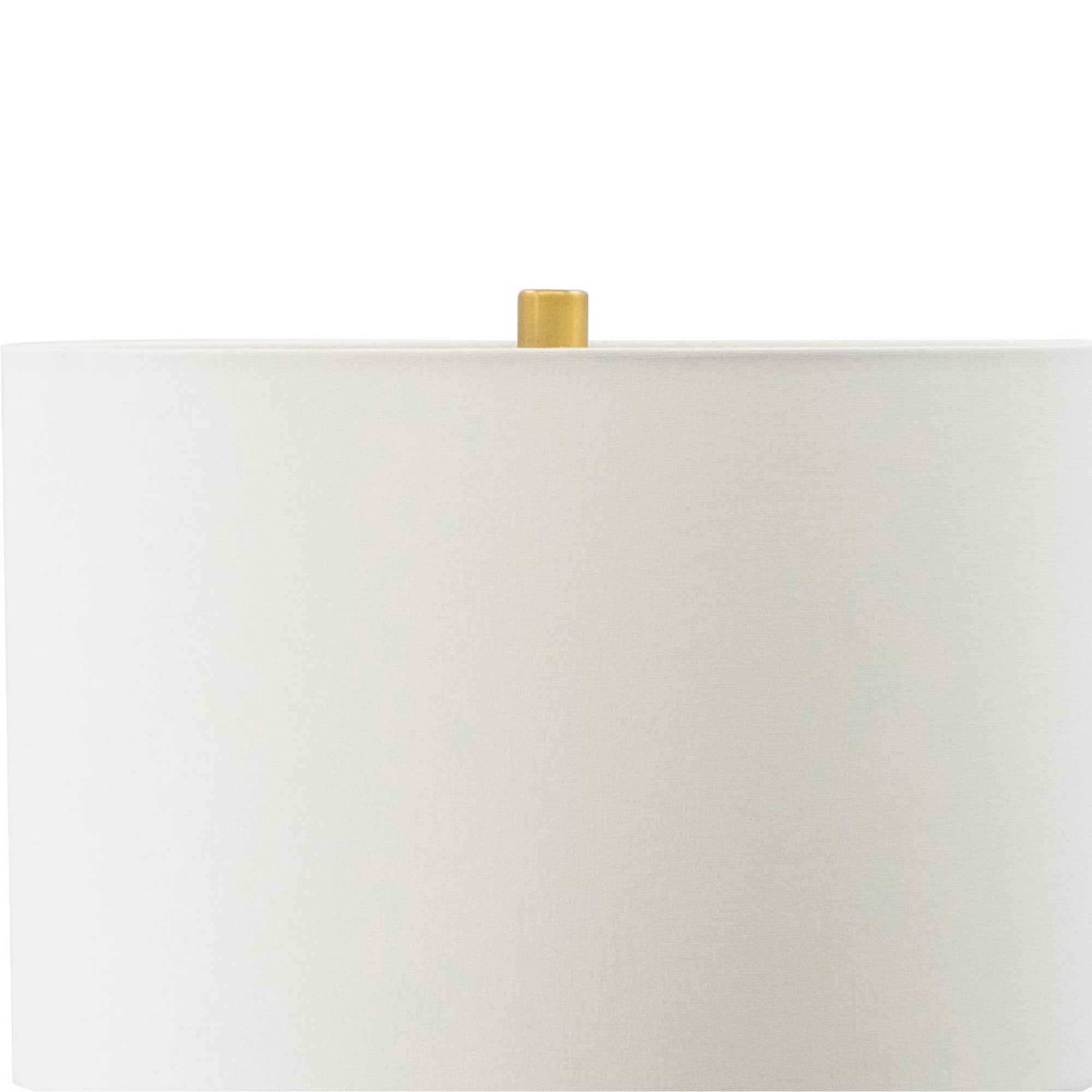 Benzara 30 Inch Table Lamp, Modern Drum Shade, Cement & Brass Base, White Gray Color, Model BM285323