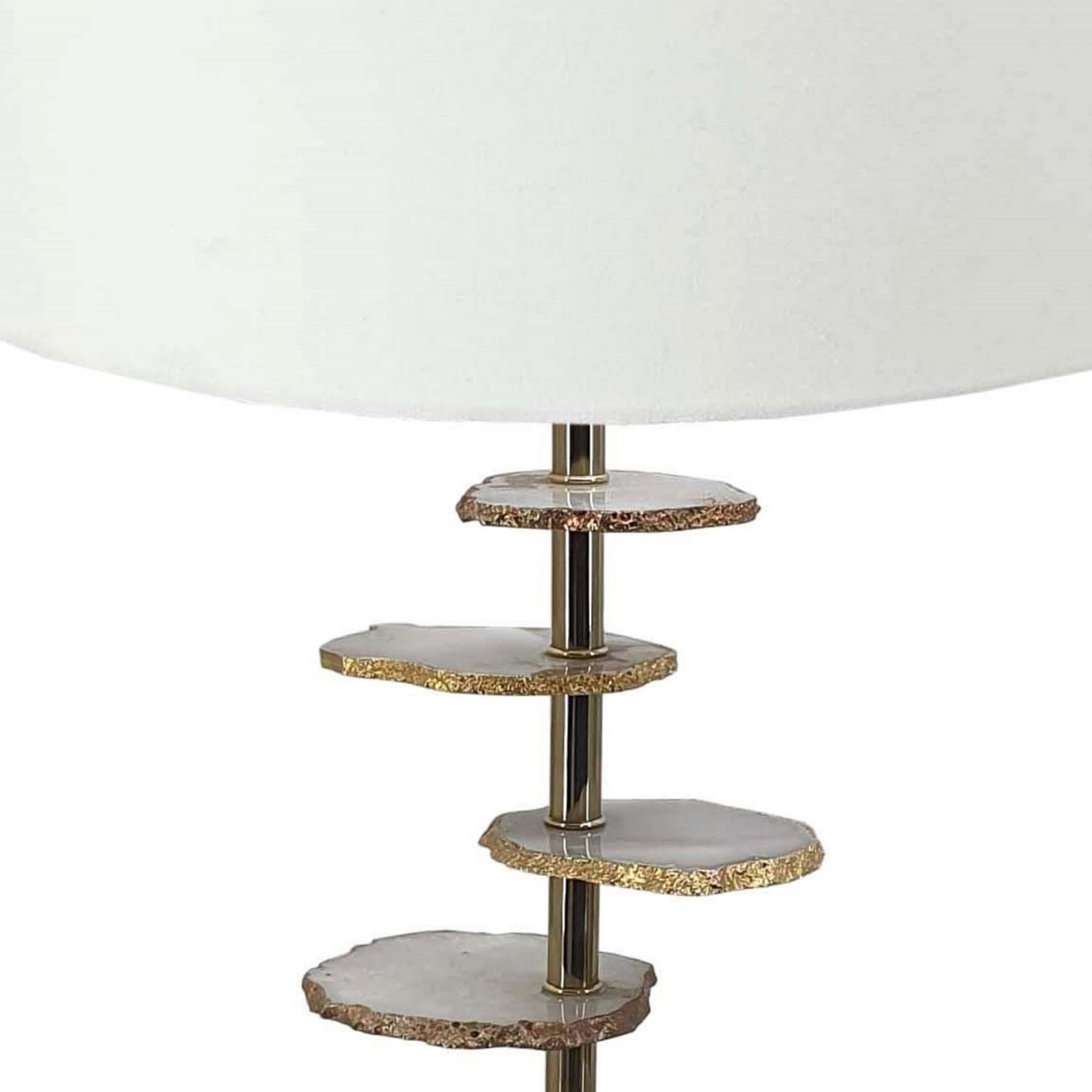 Parks 30 Inch Table Lamp With Agate Slices and Linen Drum Shade, Brown