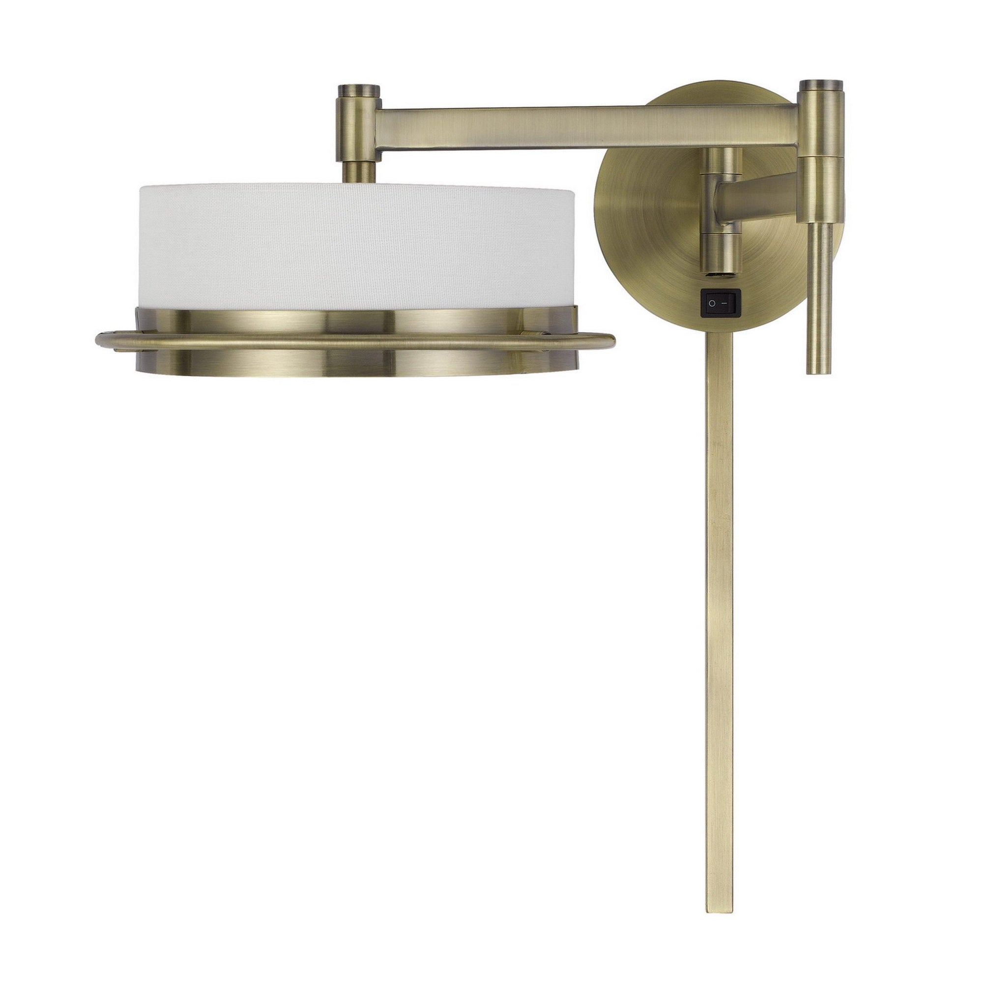21 Inch Modern Wall Lamp with Swing Arm, Integrated LED, White Shade, Brass