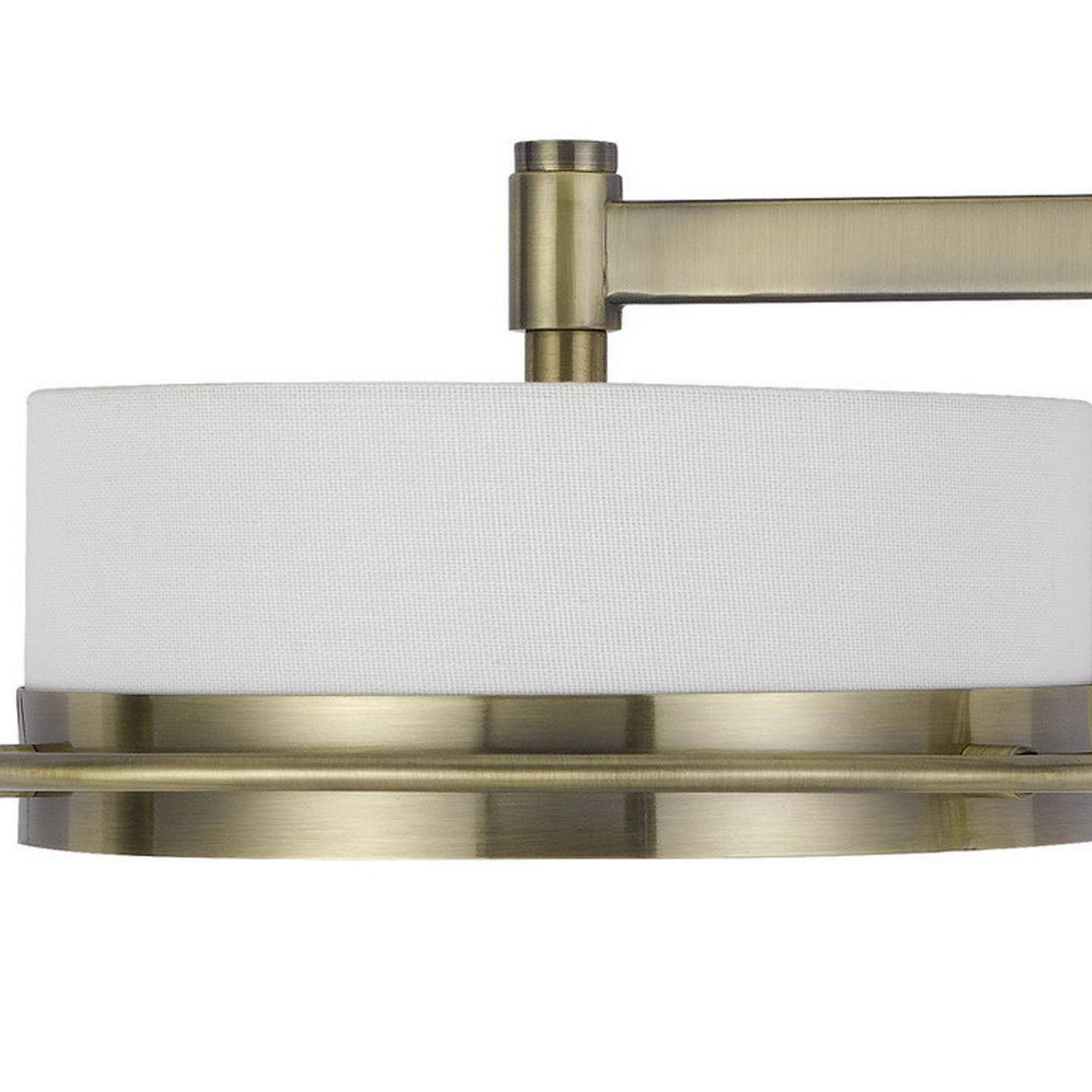 21 Inch Modern Wall Lamp with Swing Arm, Integrated LED, White Shade, Brass