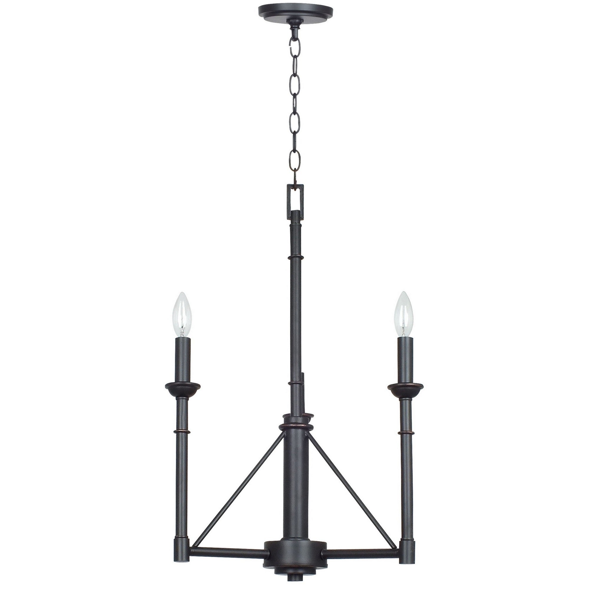 Niva 25 Inch Modern 3 Light Chandelier, Candelabra Style, Metal, Bronze