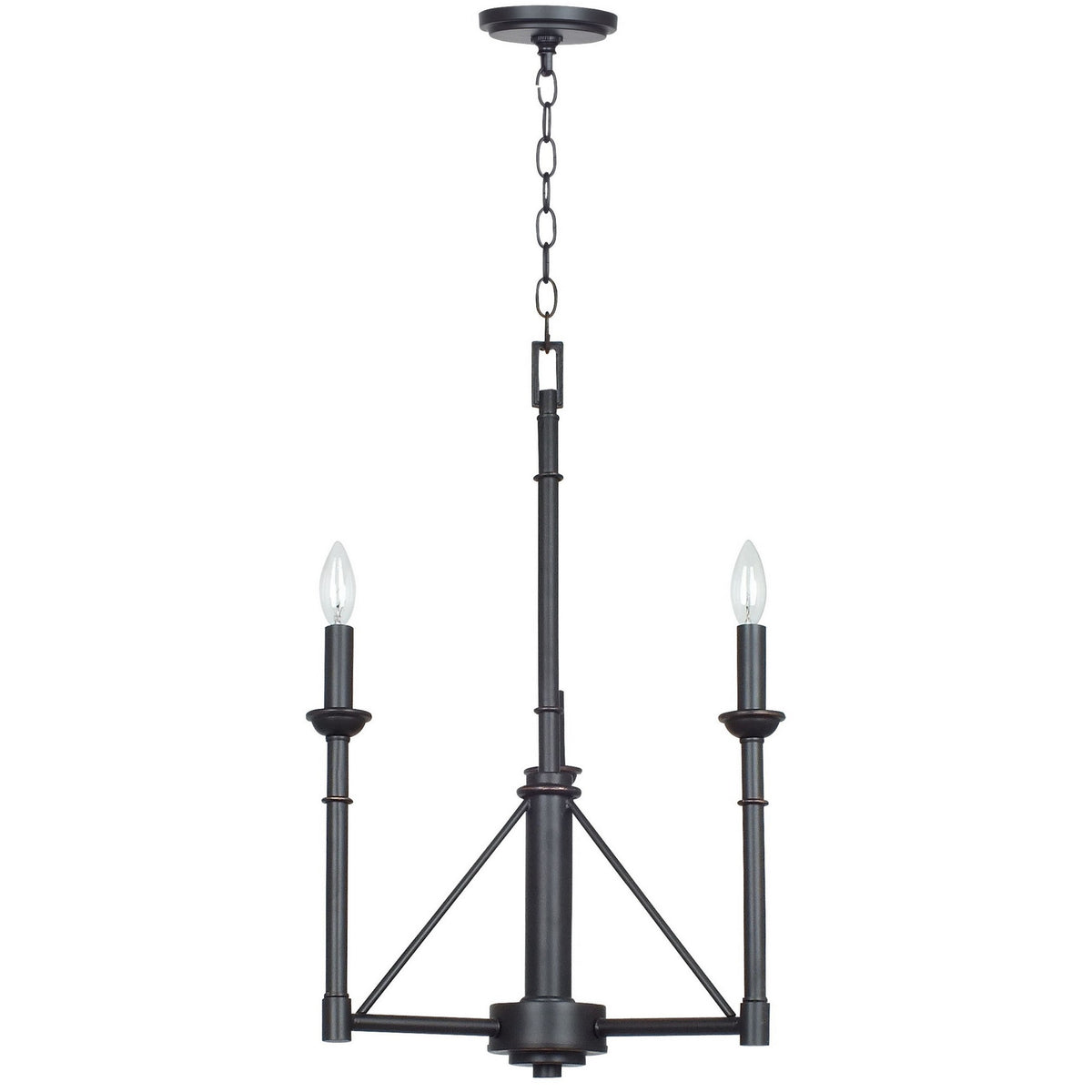 Niva 25 Inch Modern 3 Light Chandelier, Candelabra Style, Metal, Bronze