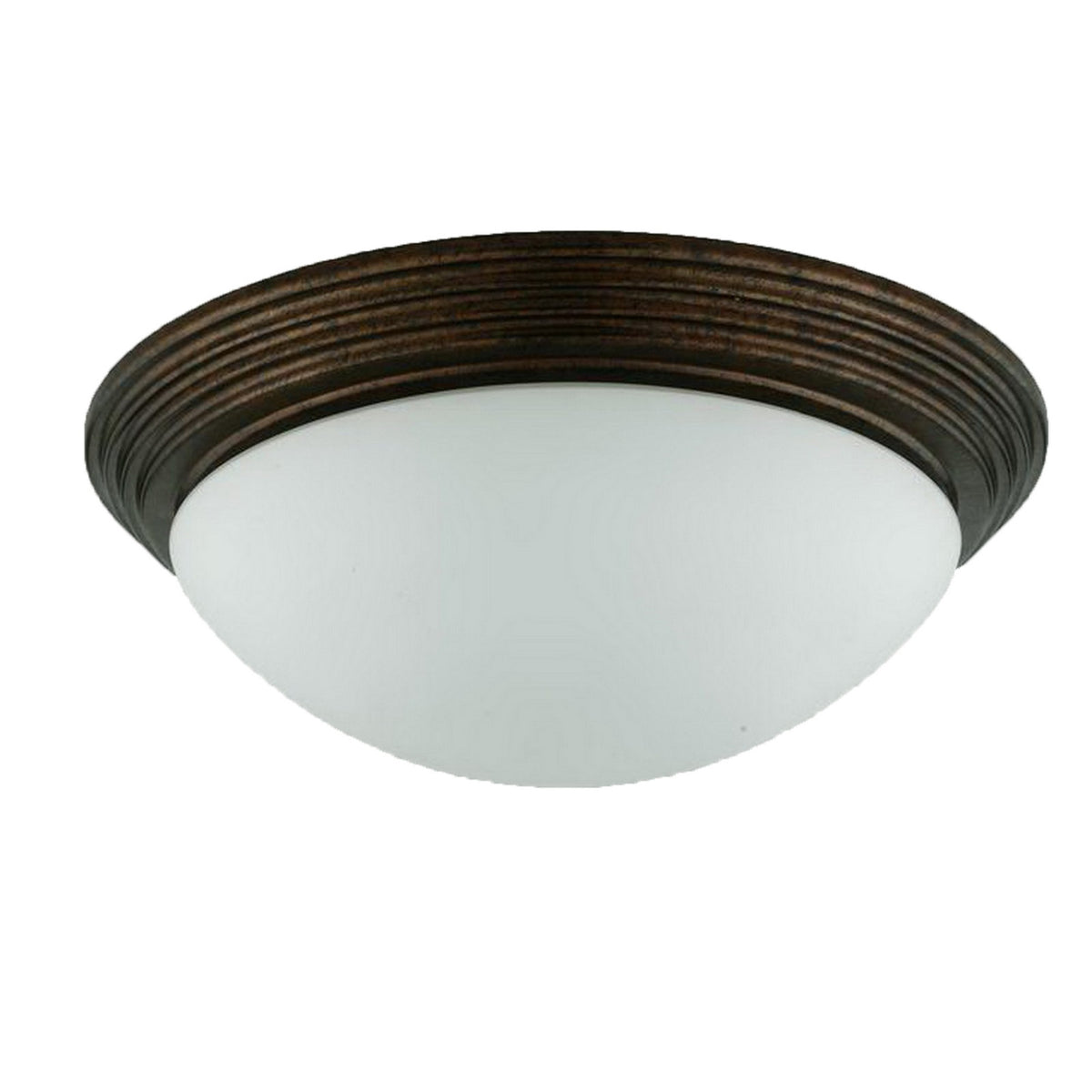 Jesse 12 Inch Modern Ceiling Lamp with Glass Dome Shade, Rust Trim, White