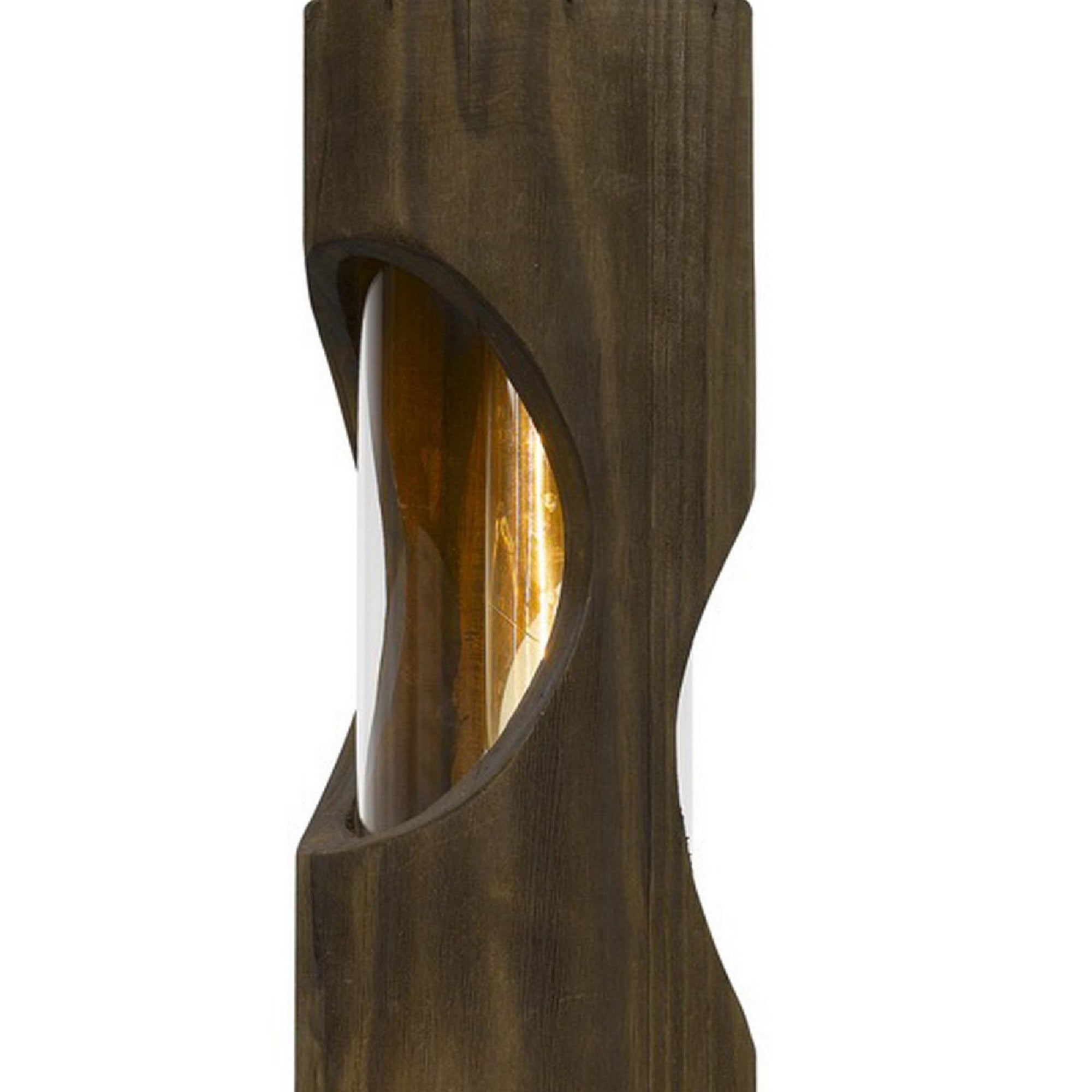 6 Inch Modern Pendent Light with Glass Shade, Wood Accent, Metal, Brown