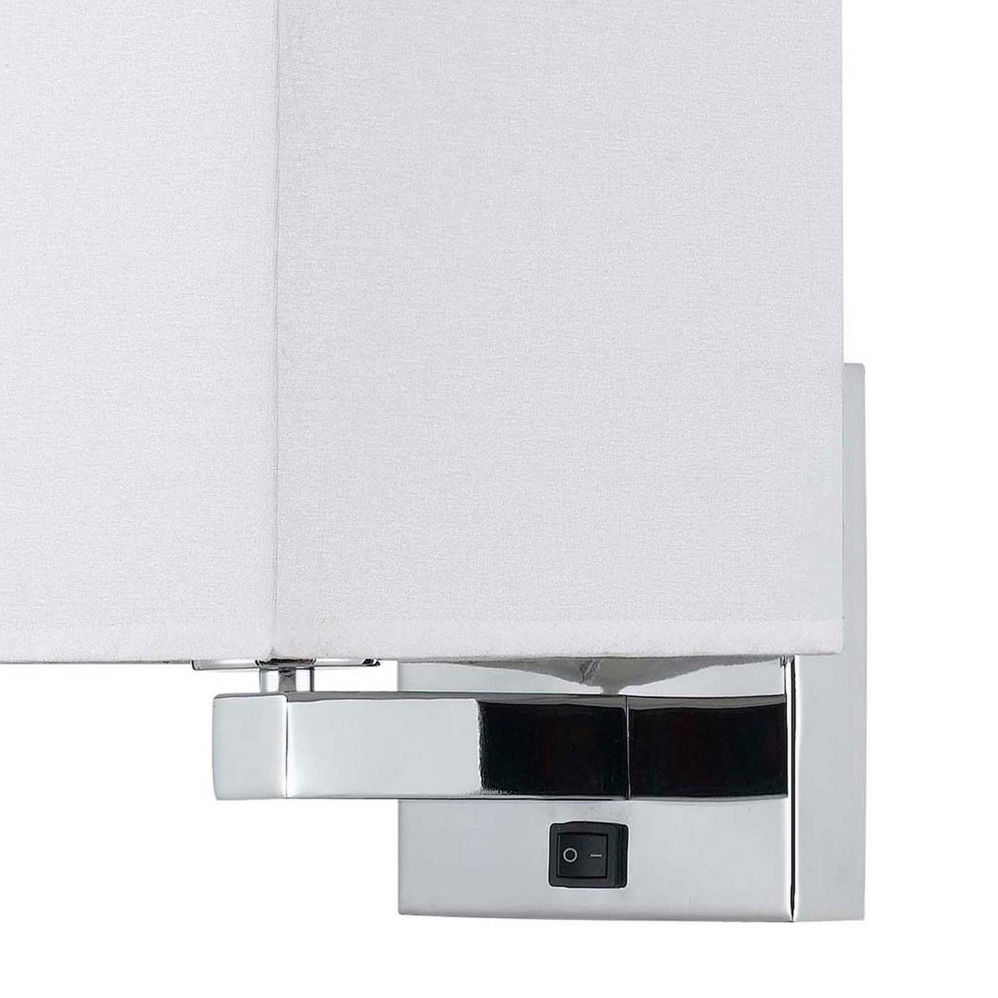 12 Inch Modern Wall Lamp with Fabric Shade, On Off Rocker Switch, White