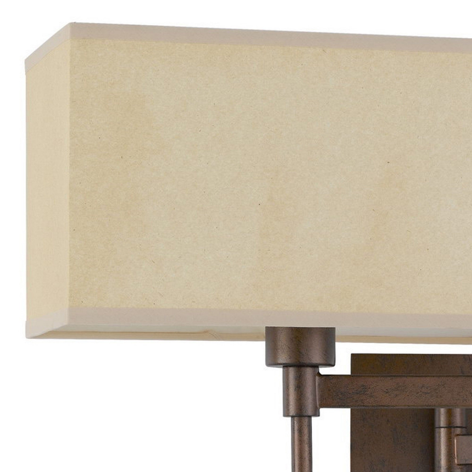 Nash 26 Inch Wall Lamp, Hardback Ivory Fabric Shade, Rust Brown Swing Arm