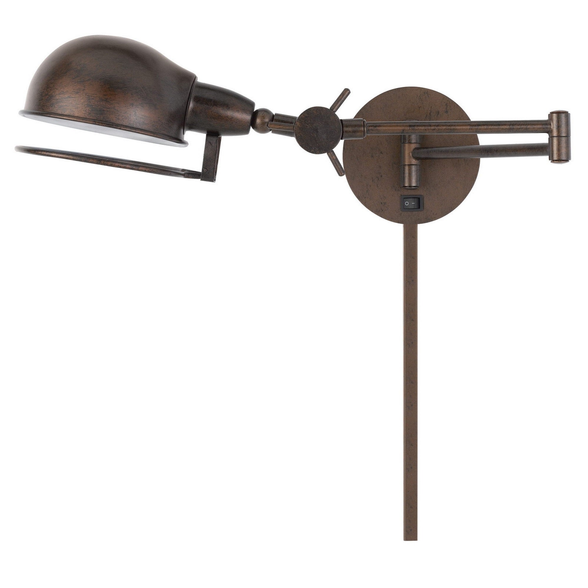 Kash 27 Inch Wall Lamp with Swing Arm, Adjustable Metal Shade, Rust Brown