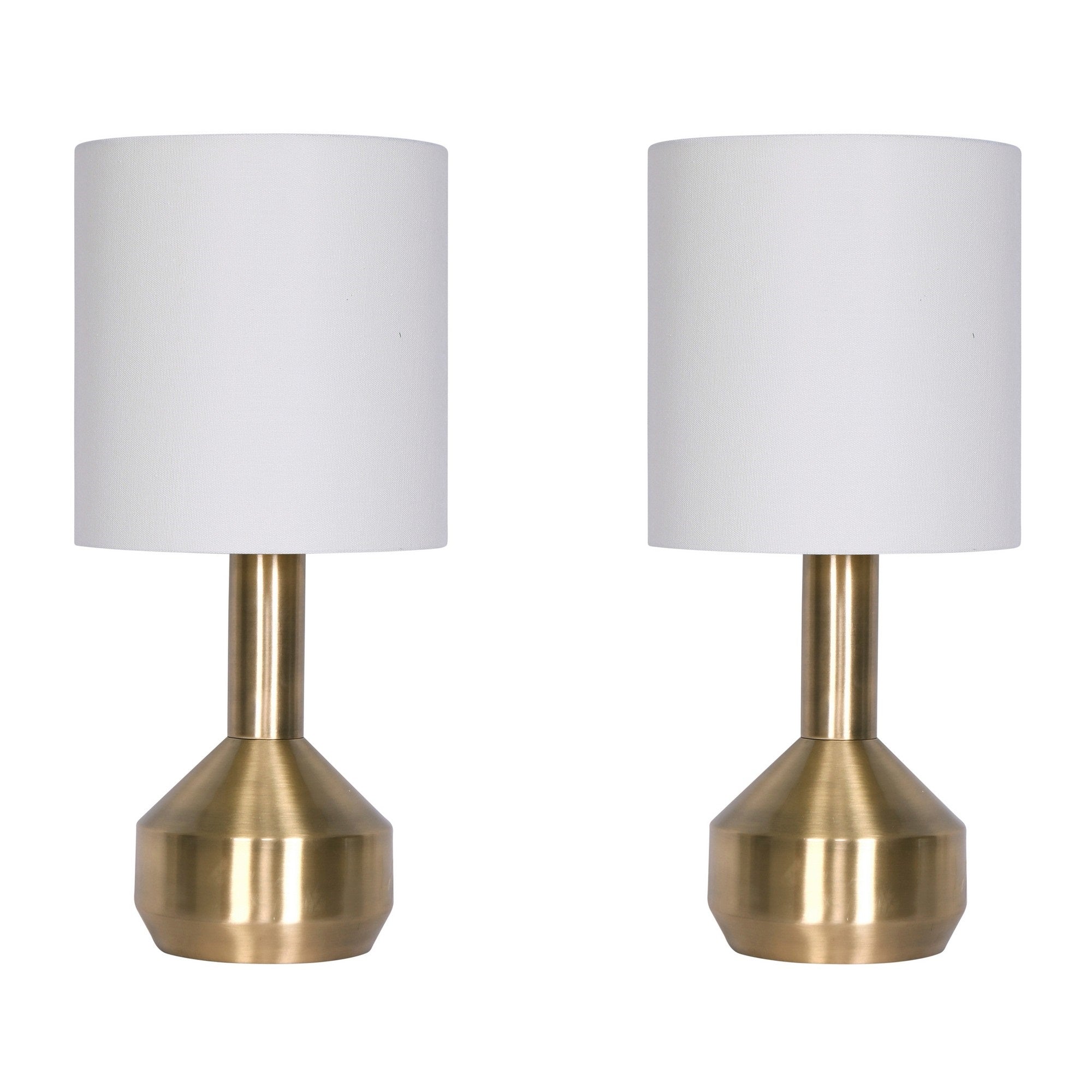 24 Inch Set of 2 Modern Table Lamps with Polyester Shade, Bronze Metal Base