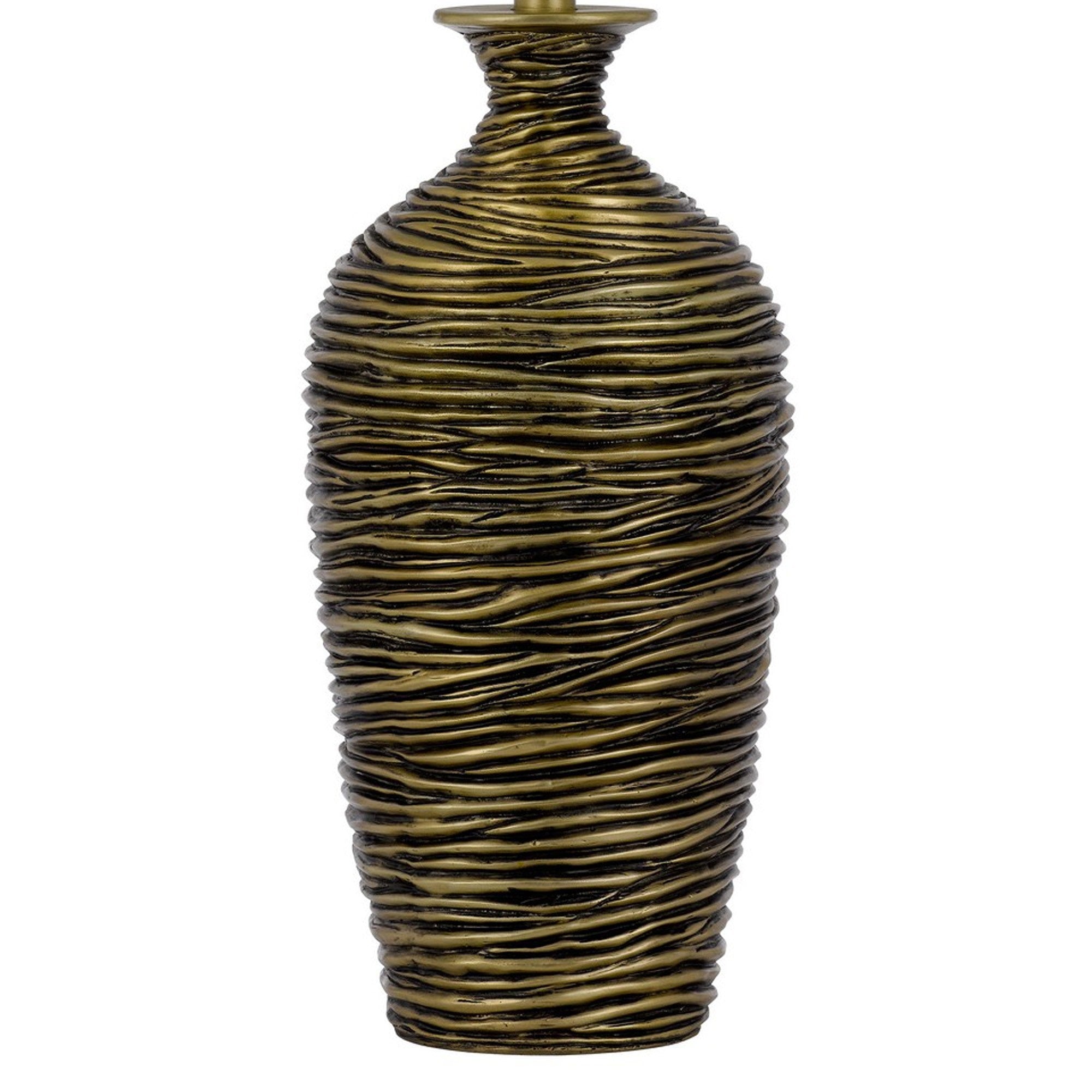 29 Inch Table Lamp, Vase Style Set of 2, White Drum Shade, Antique Bronze