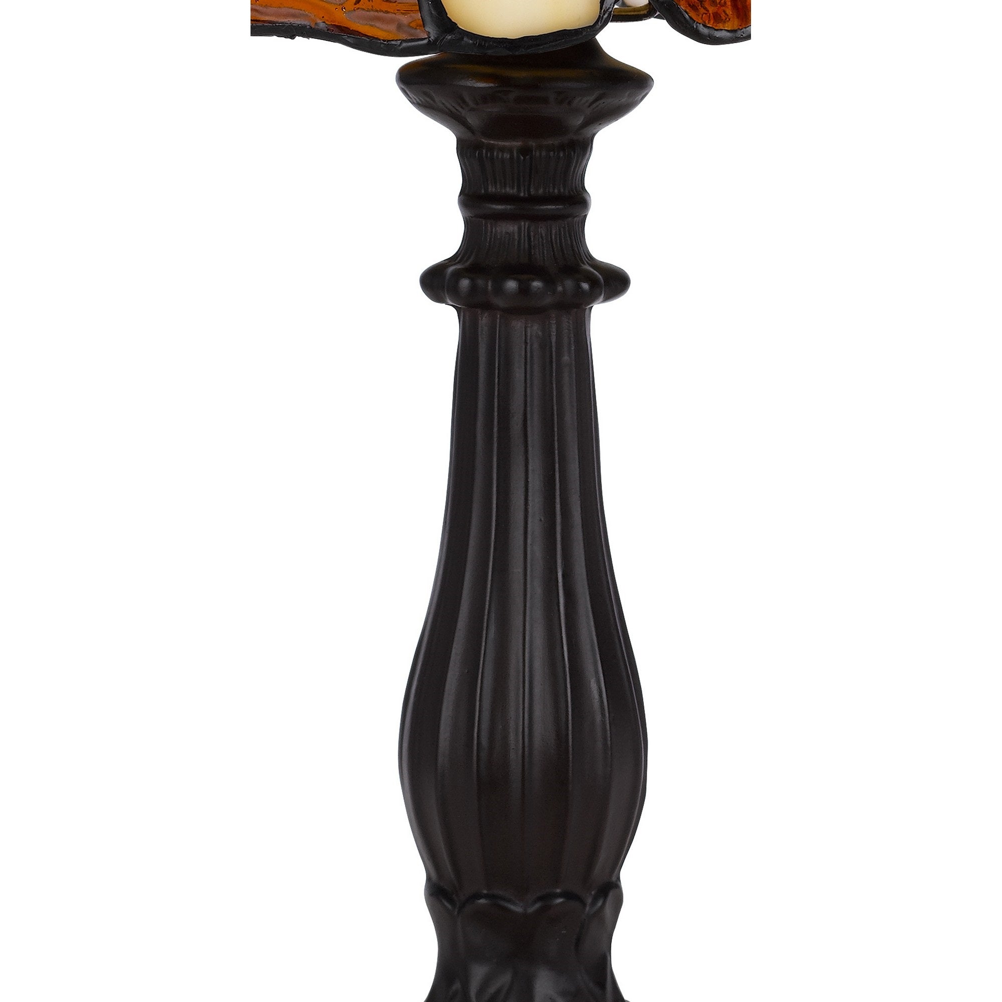 Benzara 14 Inch Accent Lamp, Stained Glass Shade, Bronze and Multicolor, Model BM295954