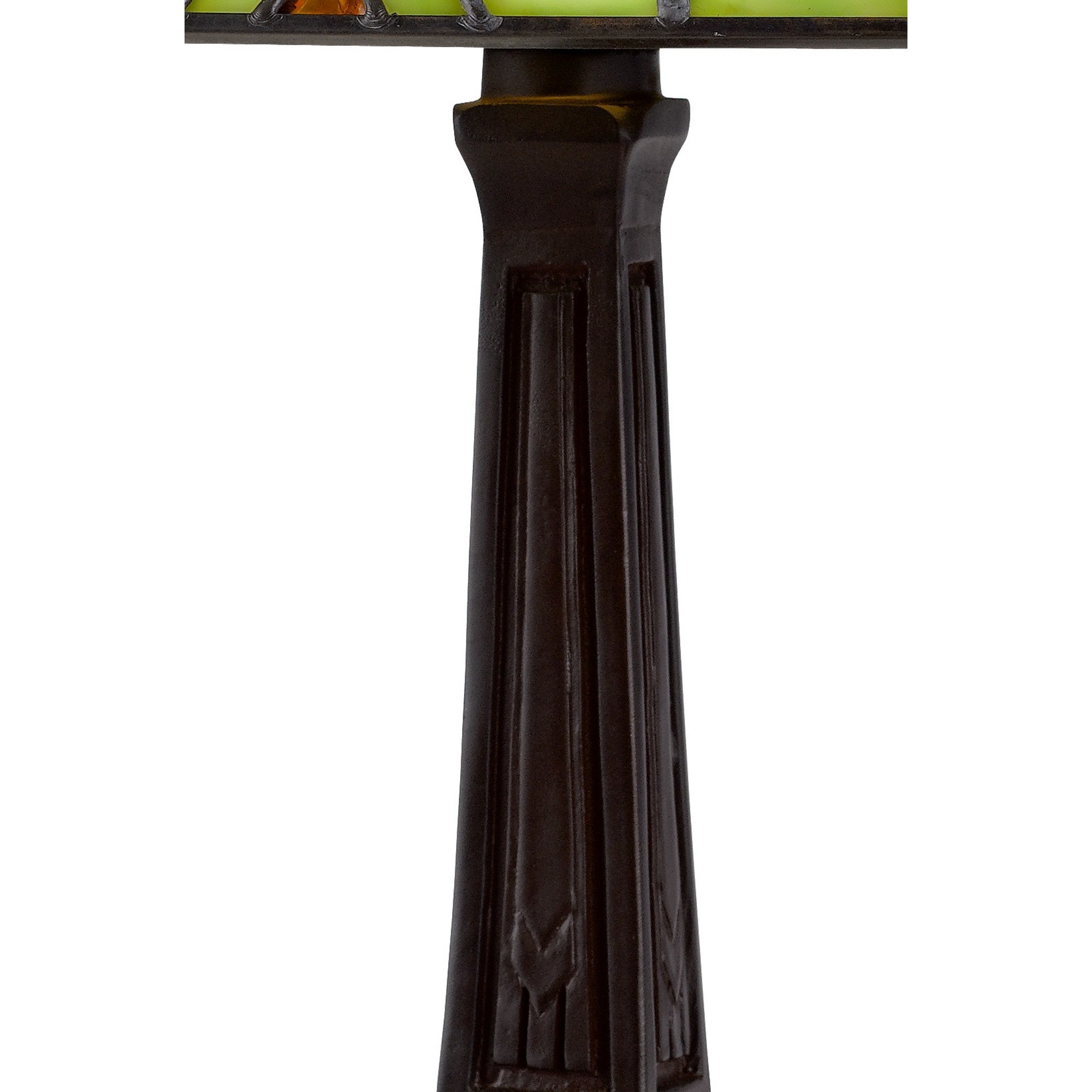Benzara Accent Lamp, Stained Glass Shade, 14 Inch, Bronze and Multicolor, Model BM295955