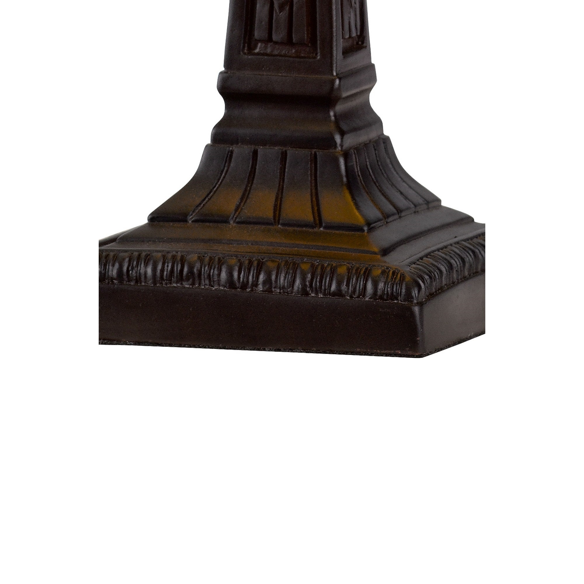 Benzara Accent Lamp, Stained Glass Shade, 14 Inch, Bronze and Multicolor, Model BM295955