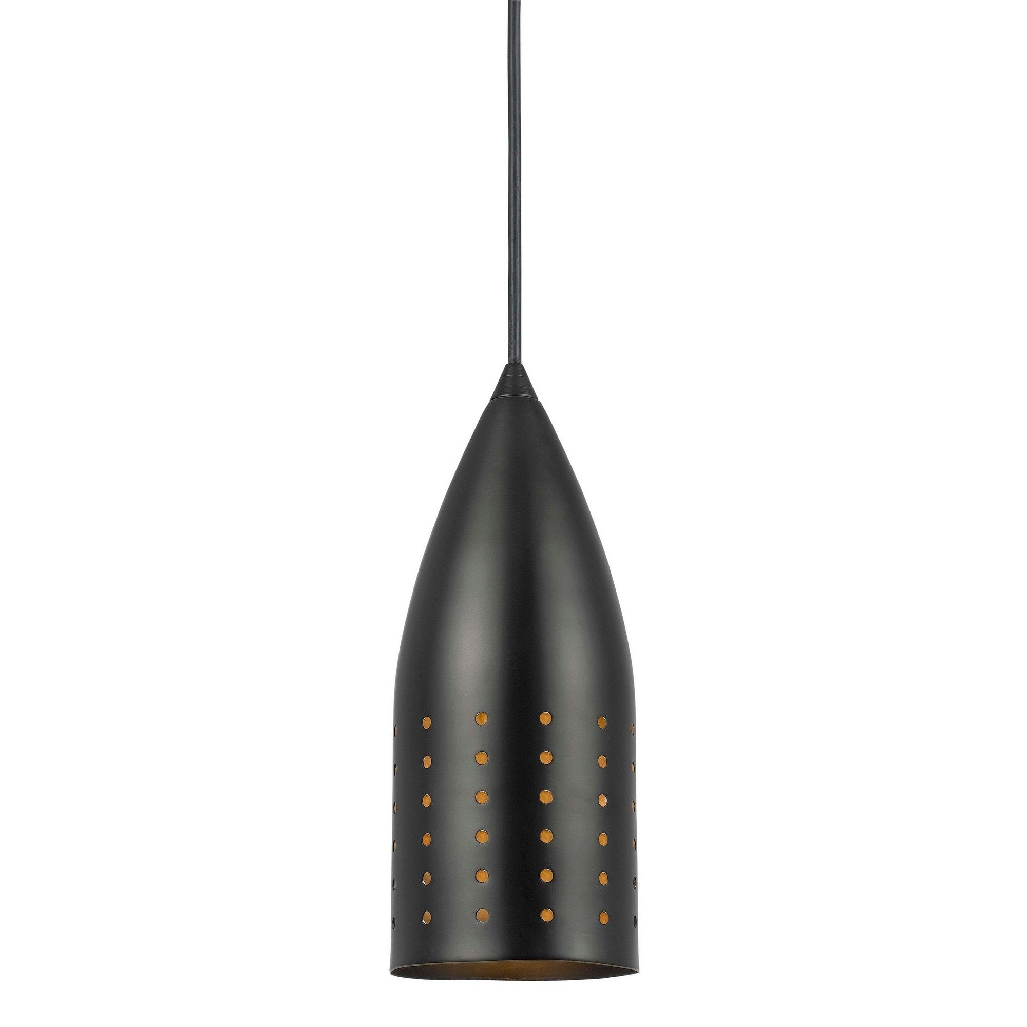 Benzara 4 in. Modern Pendant Light, Metal Shade, Black & Bronze, Model BM295968