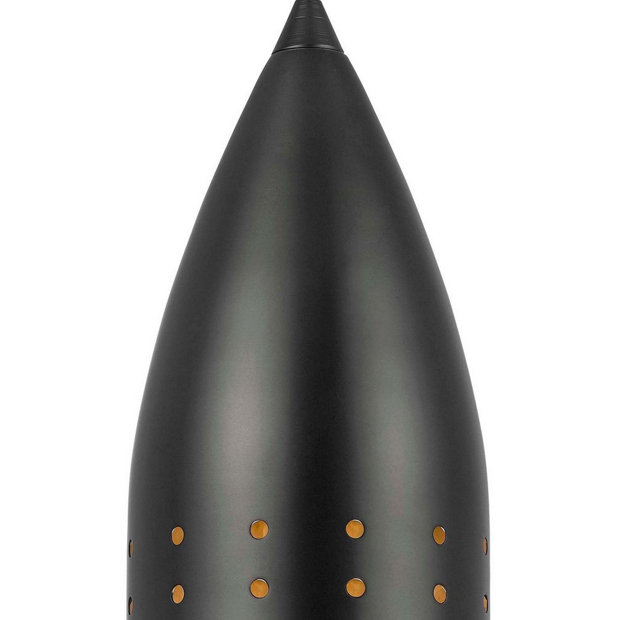 Benzara 4 in. Modern Pendant Light, Metal Shade, Black & Bronze, Model BM295968