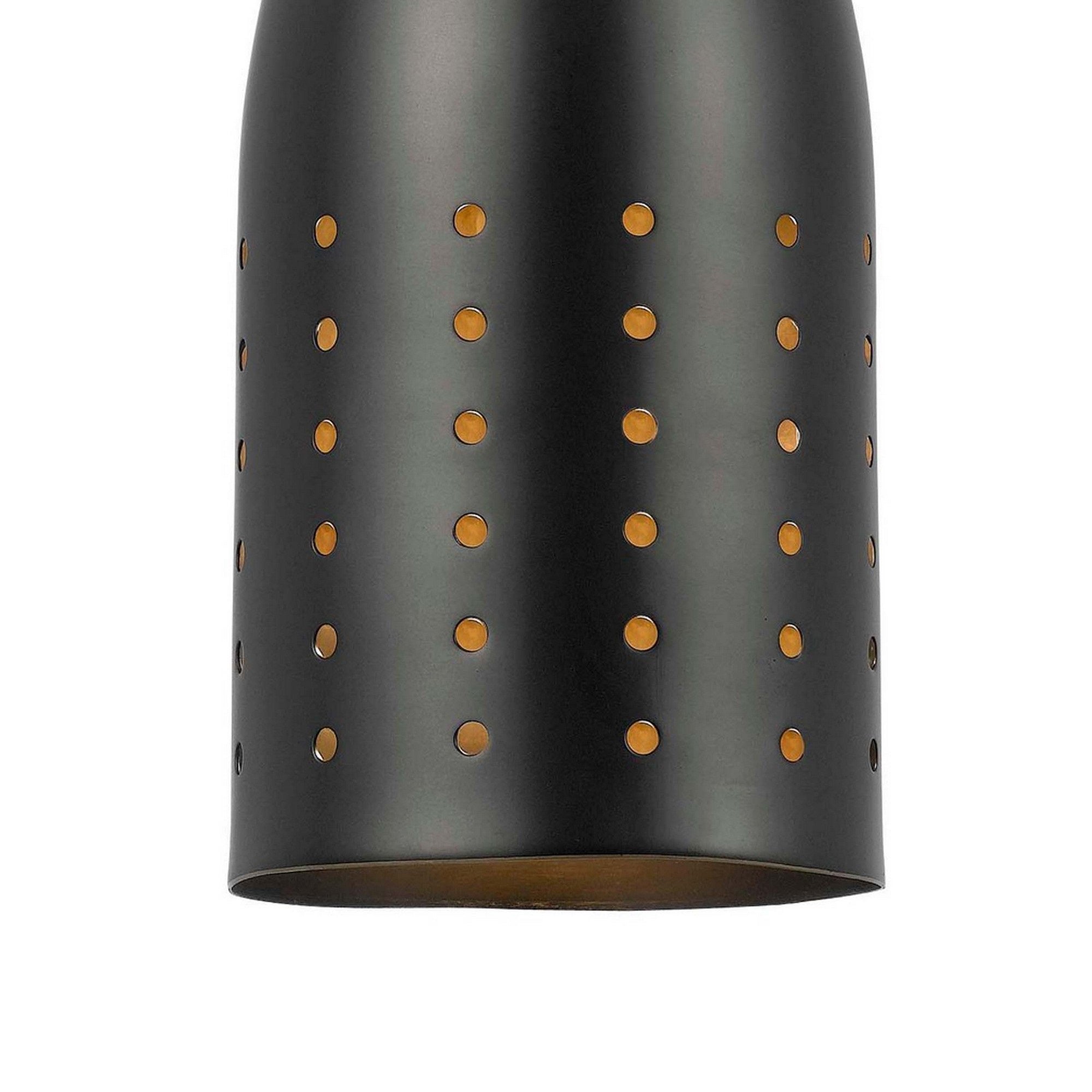 Benzara 4 in. Modern Pendant Light, Metal Shade, Black & Bronze, Model BM295968