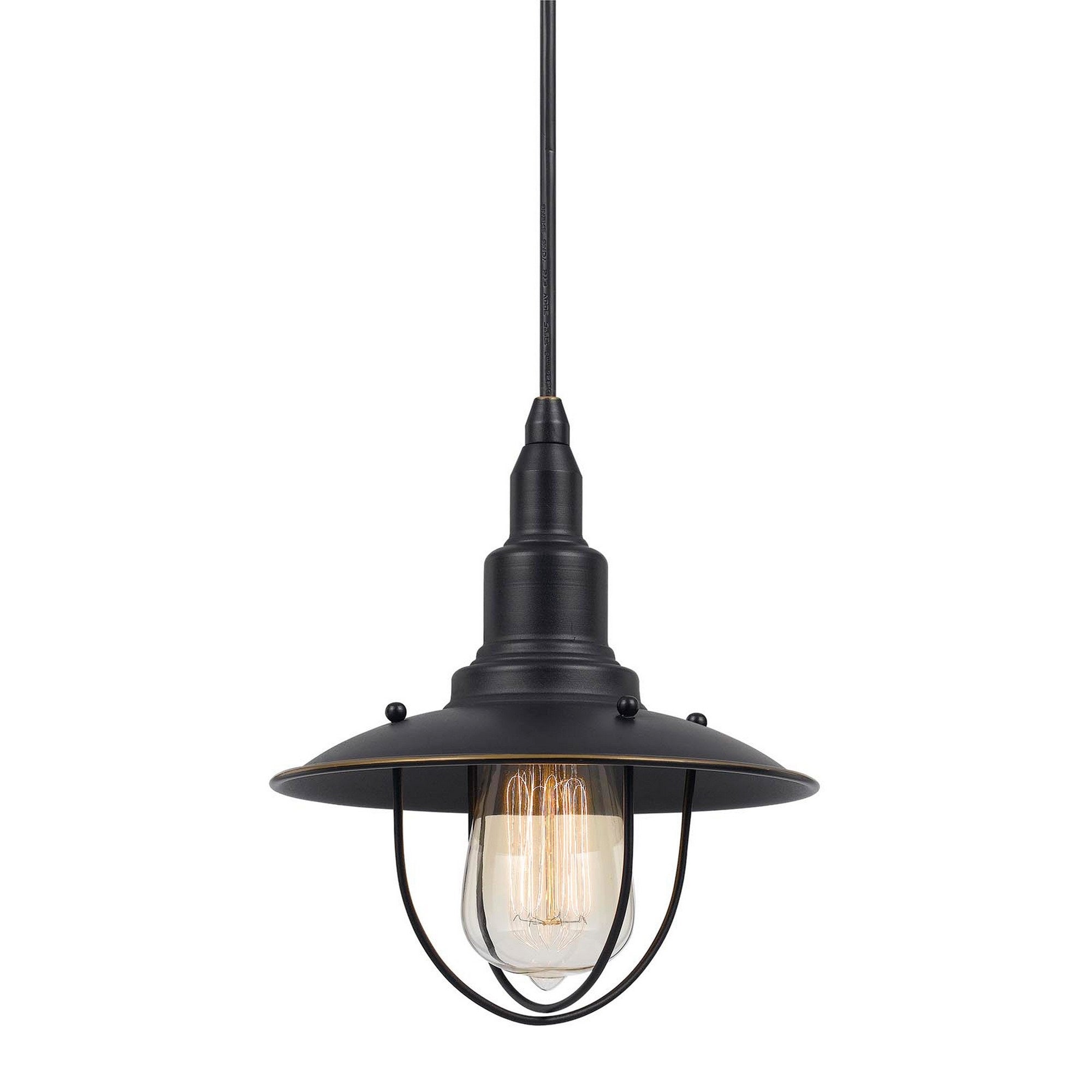 Benzara Pendant Light, Industrial Style, Metal, Dark Bronze, Model BM295969, 8 in.