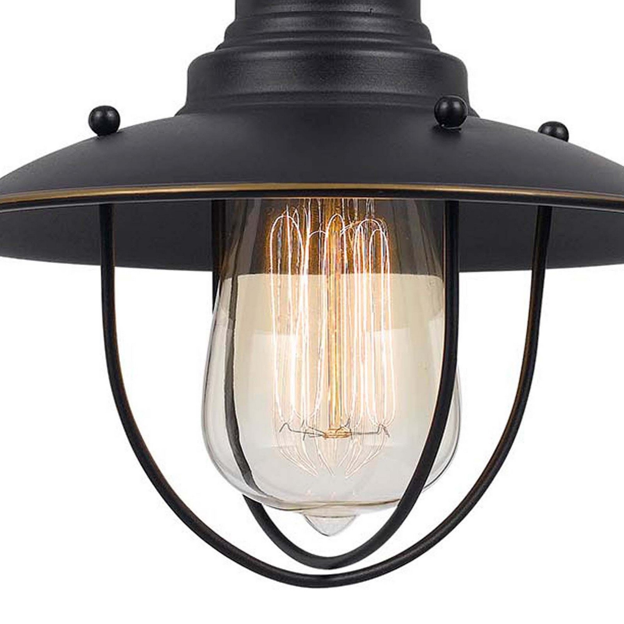 Benzara Pendant Light, Industrial Style, Metal, Dark Bronze, Model BM295969, 8 in.