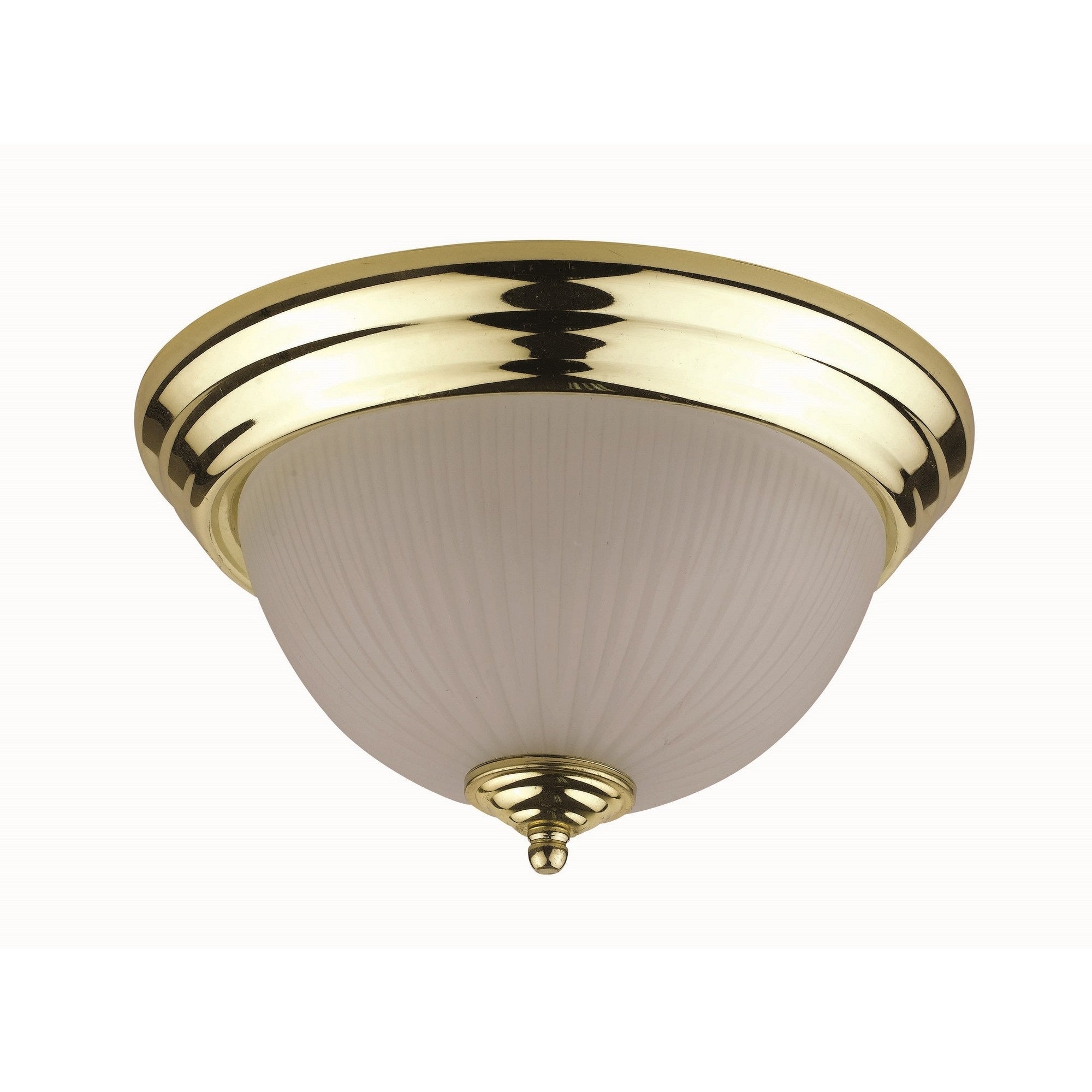 Hoy 13 Inch Ceiling Lamp, Glass Dome Shade with Finial, Polished Brass Trim
