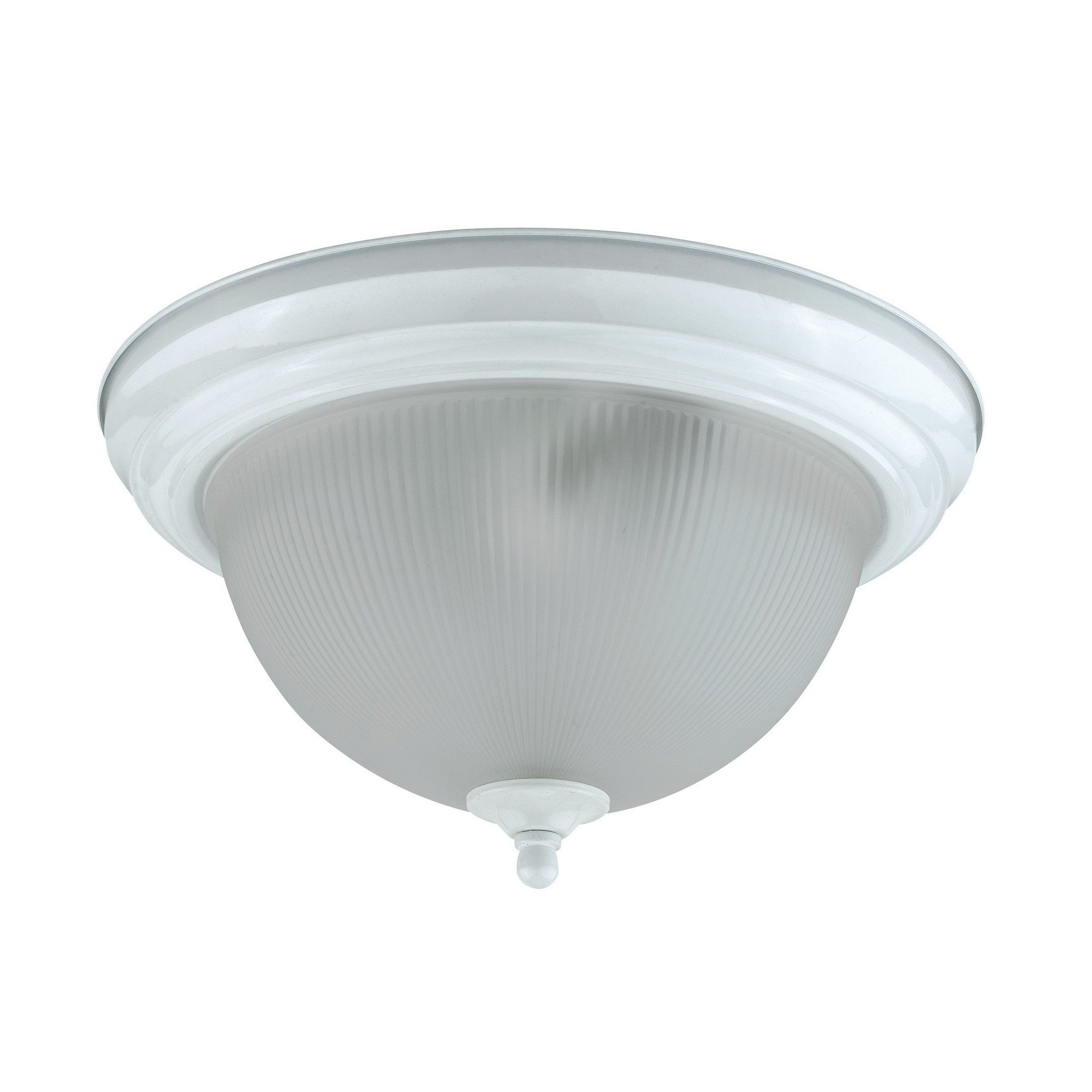 Hoy 11 Inch Ceiling Lamp, Glass Dome Shade with Finial, Polished White Trim