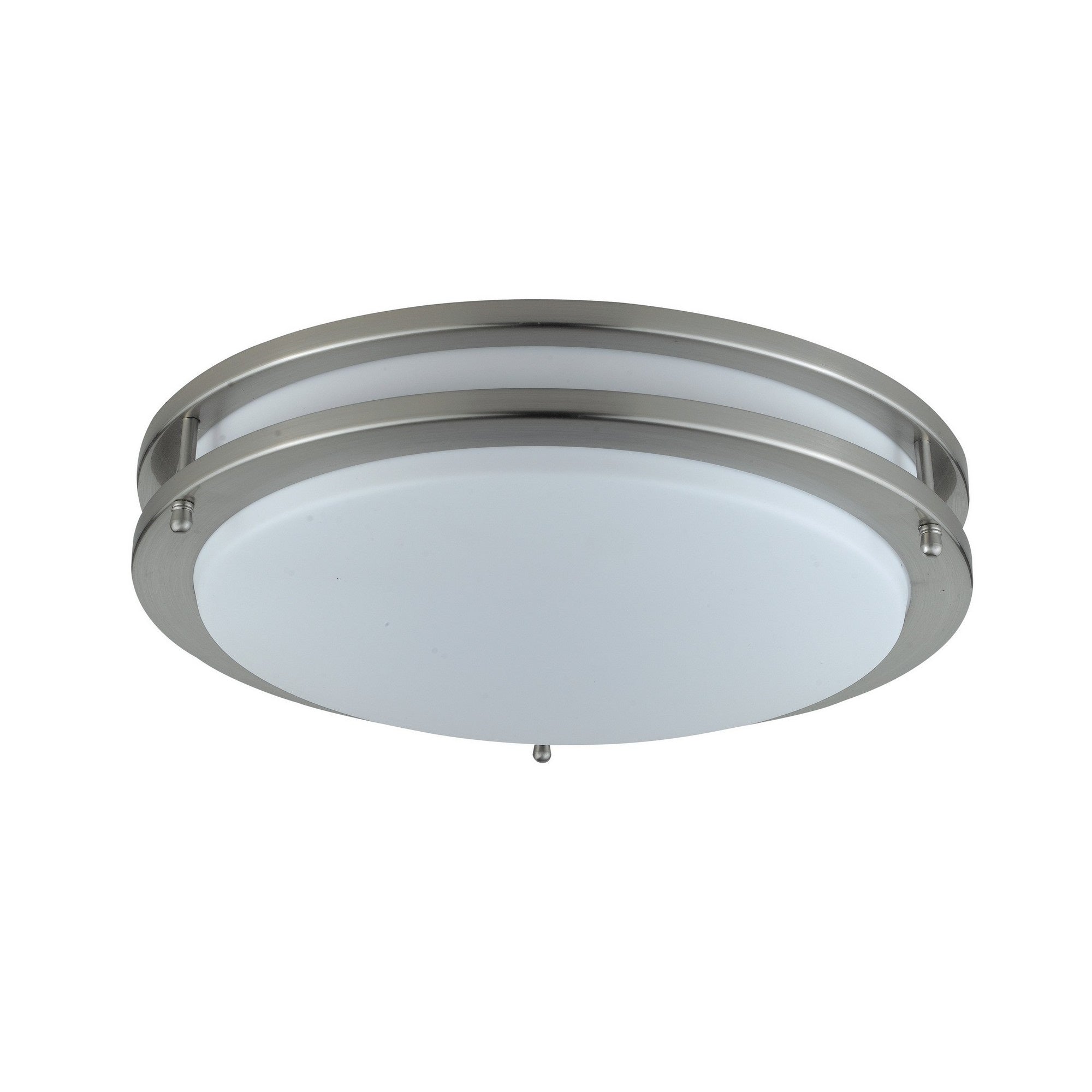Benzara Modern Ceiling Lamp 14 in. Frosted Acrylic Plate White, Model BM295976, Chrome Finish
