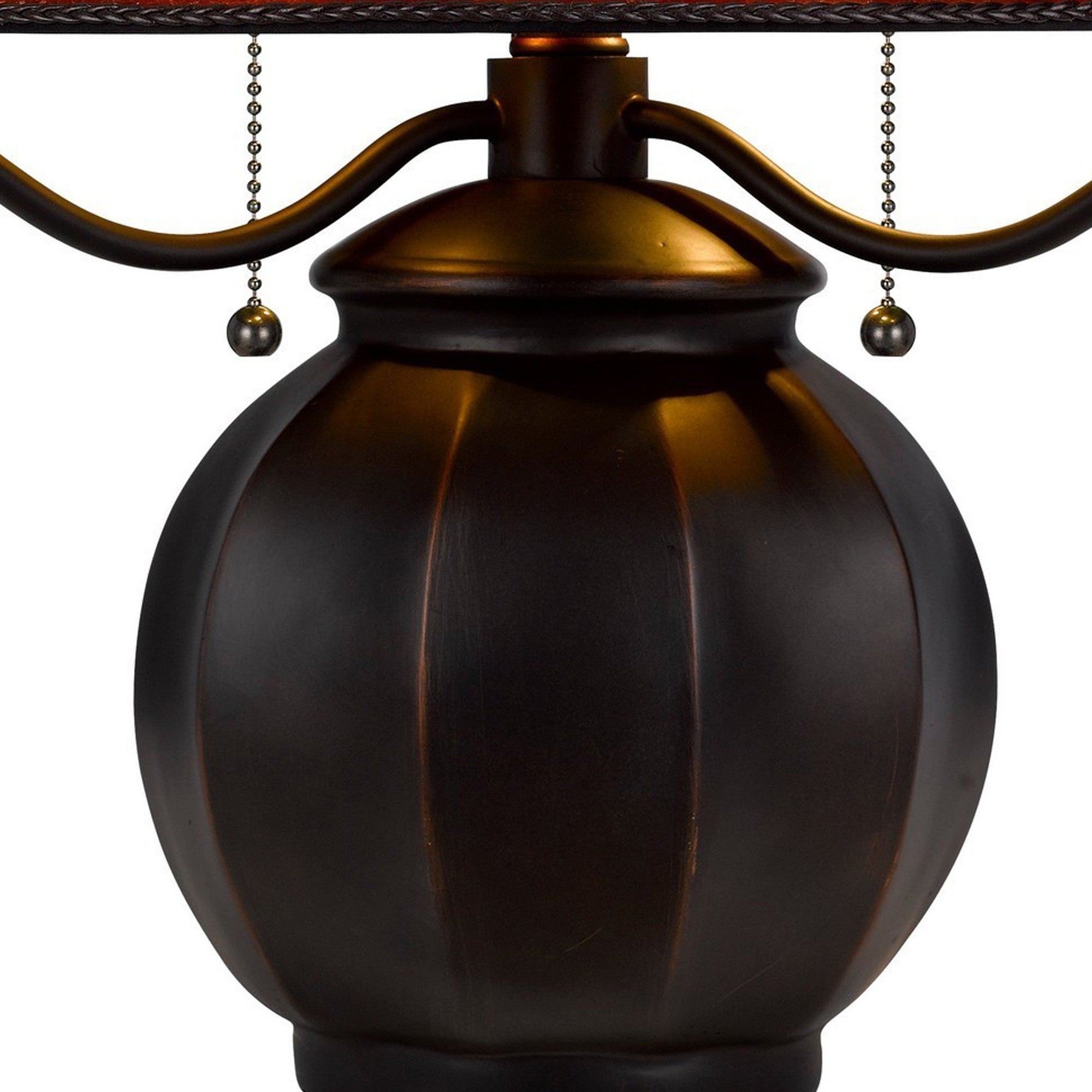 Benzara Table Lamp with Upturned Arms, 20 in., Metal, Mica and Amber, Model BM295986