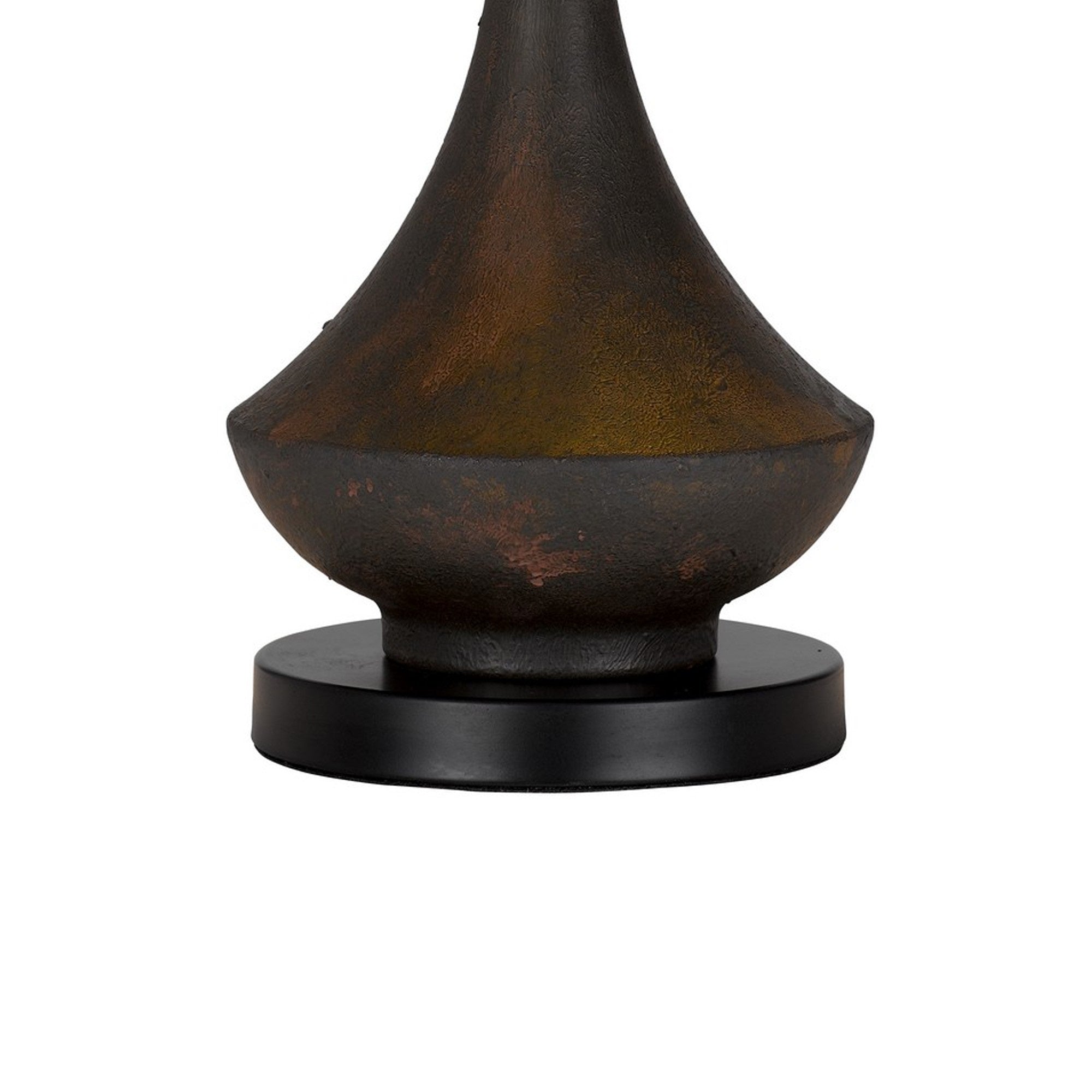 26 Inch Table Lamp, Bamboo Woven Stained Green Shade, Wicker Trim, Bronze