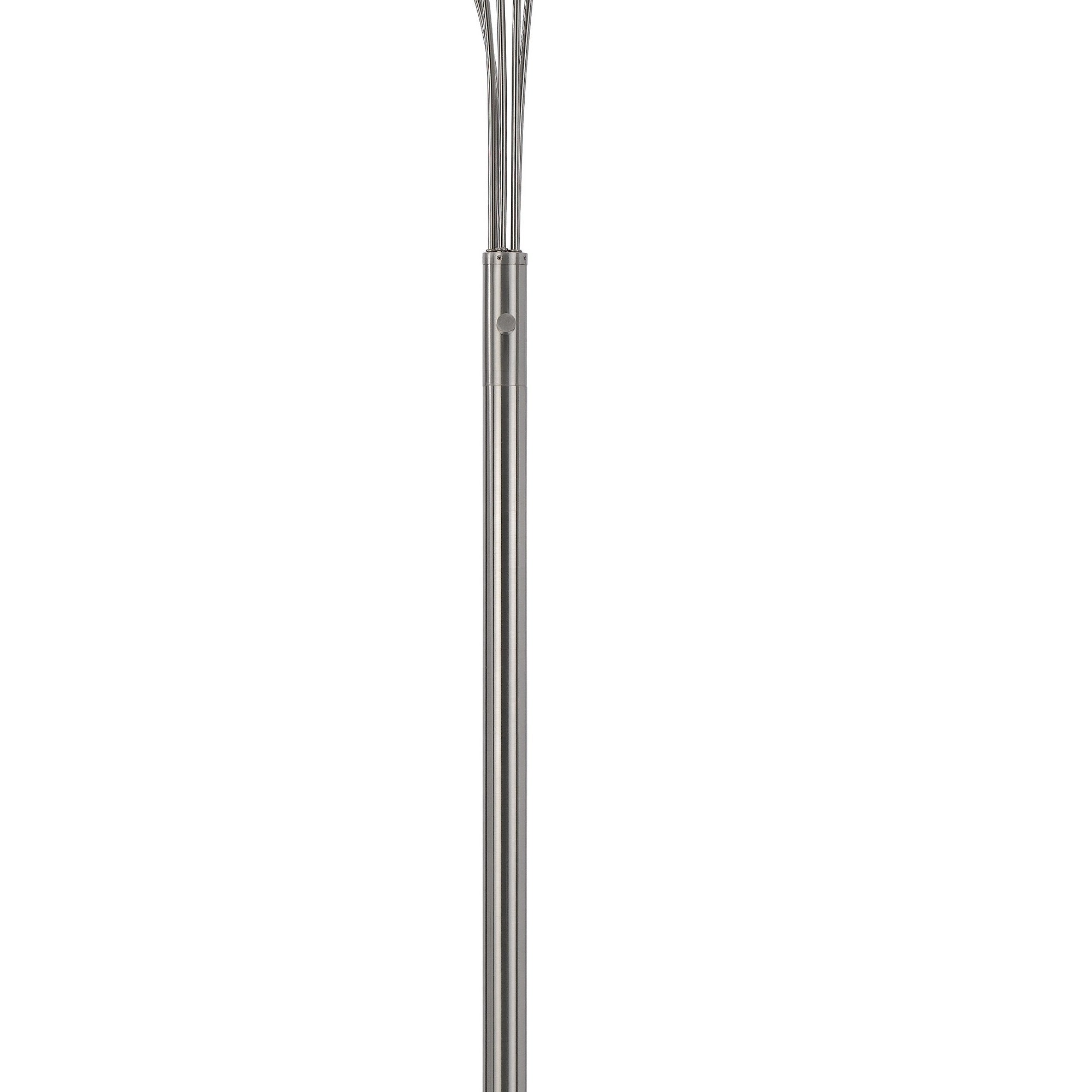 Chuck 82 Inch Modern Arc Floor Lamp, 5 Puck Lights, Brushed Steel Finish