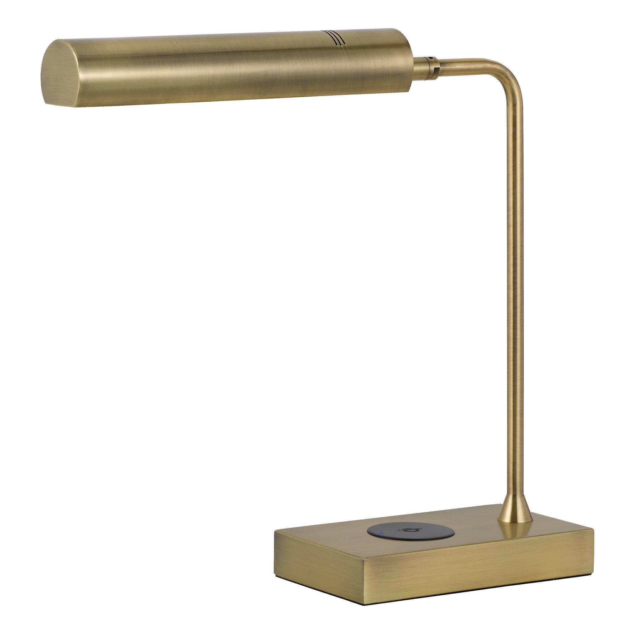 Benzara Dyna Integrated LED Desk Lamp with Wireless USB Port, 18 in., Antique Brass, Model BM295989
