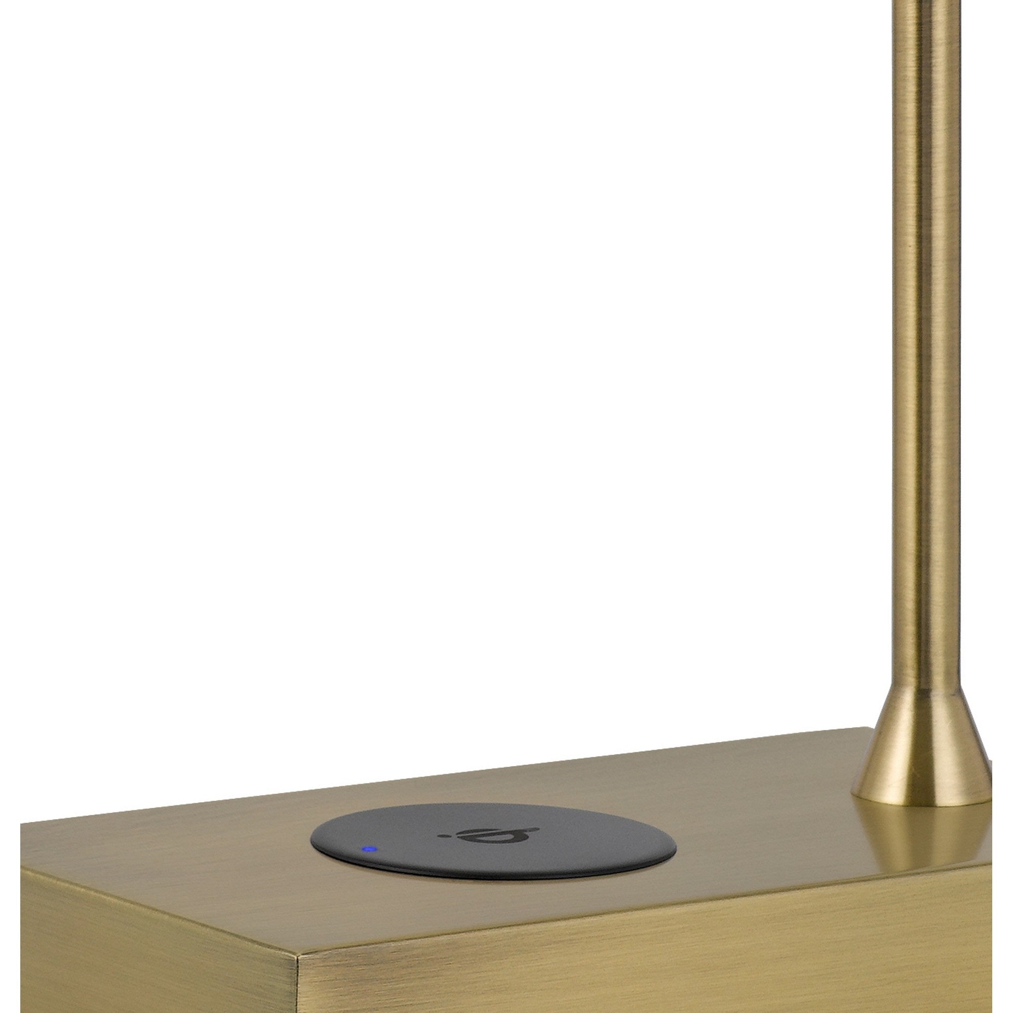 Benzara Dyna Integrated LED Desk Lamp with Wireless USB Port, 18 in., Antique Brass, Model BM295989