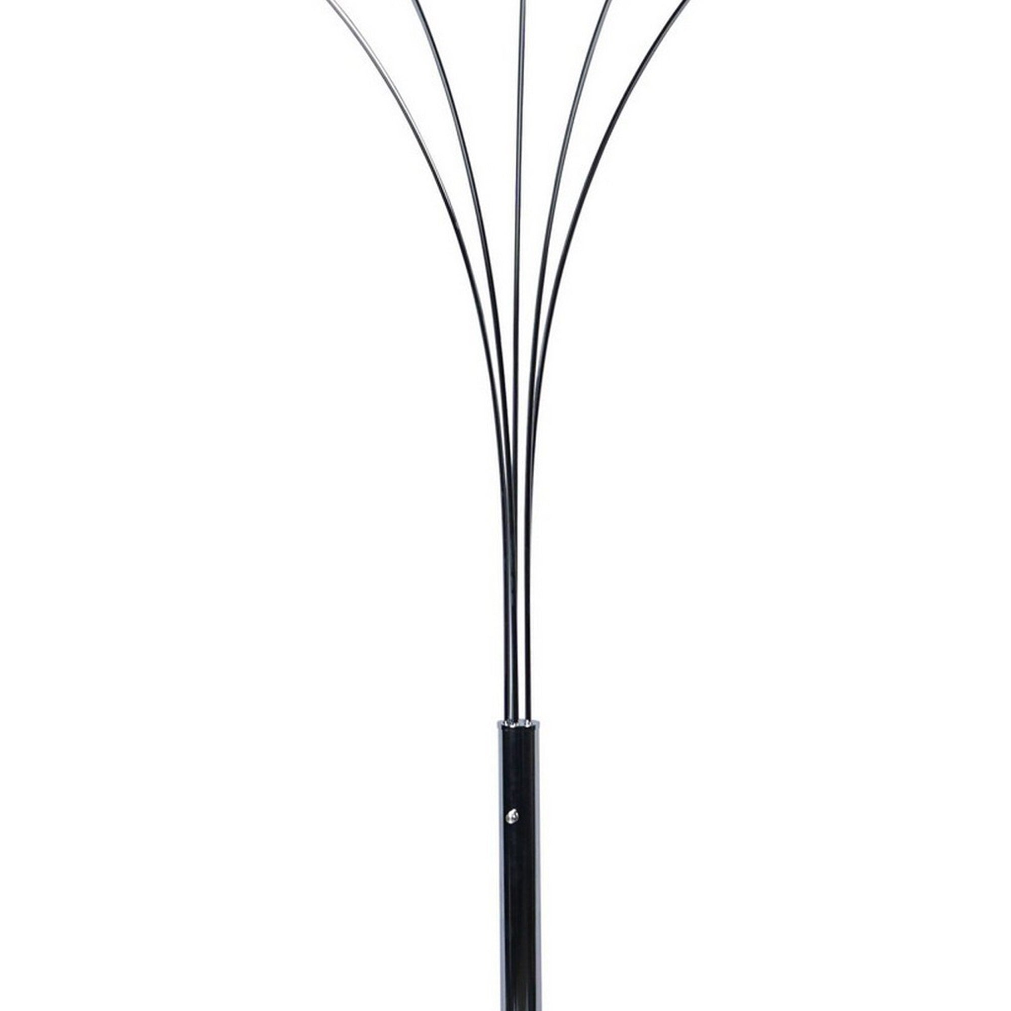 Benzara Arya 5 Light Arc Floor Lamp, Chrome & Black, Modern Style, Model BM300845