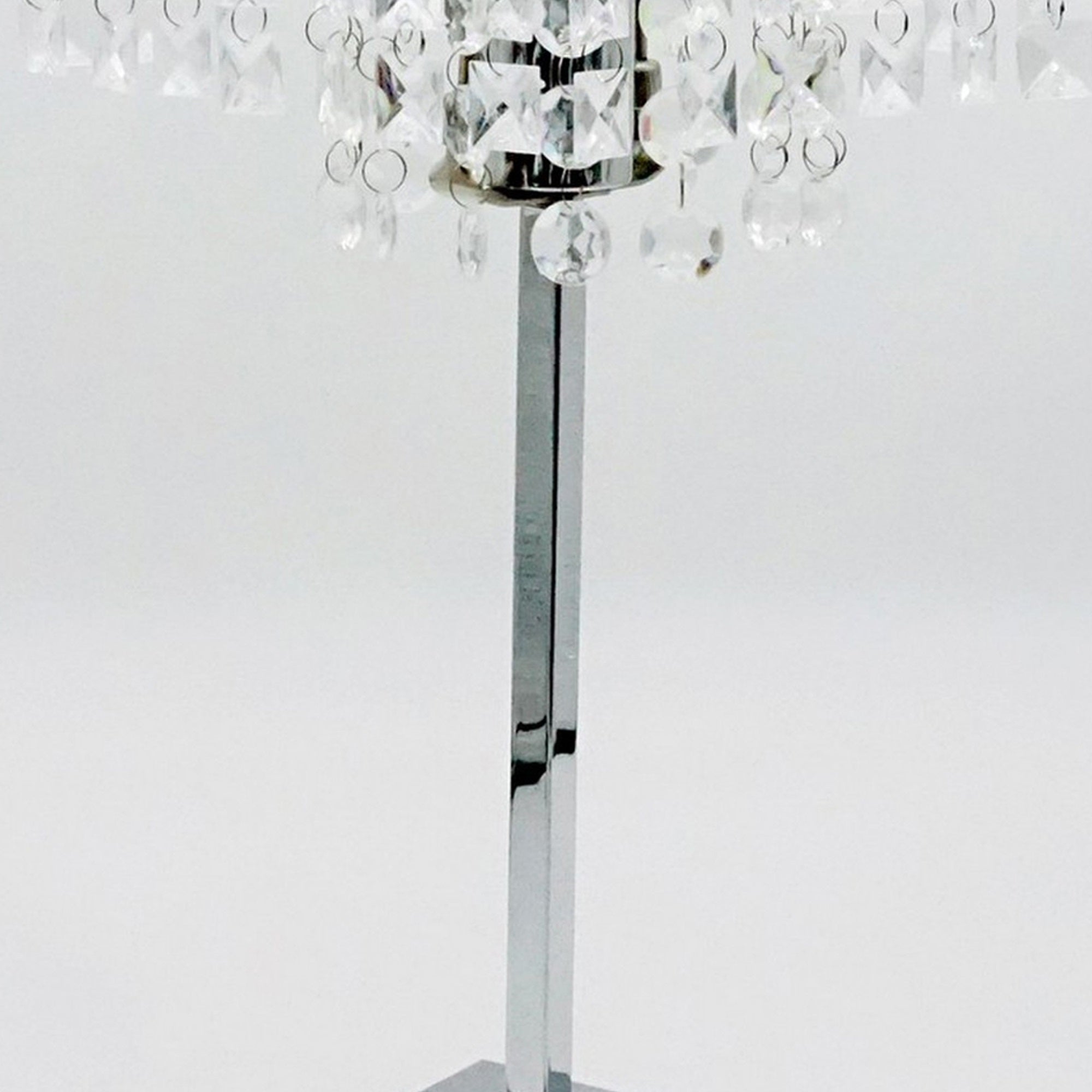 Benjara Bm300850 20 In. Hanging Crystal Accent Shade & Metal Base Modern Table Lamp Chrome