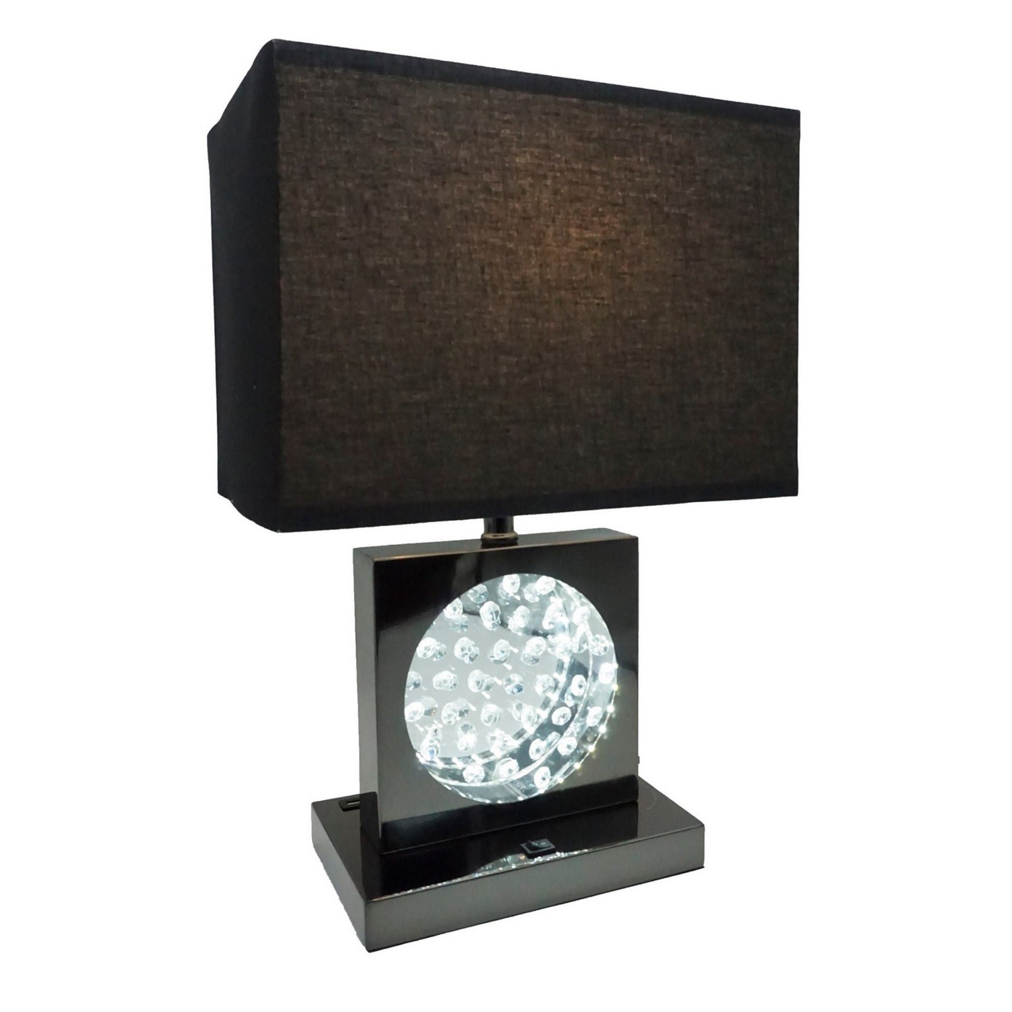 Benzara Rohi Table Lamp, 22 in., Black Fabric Shade, Nickel Base, Model BM300854