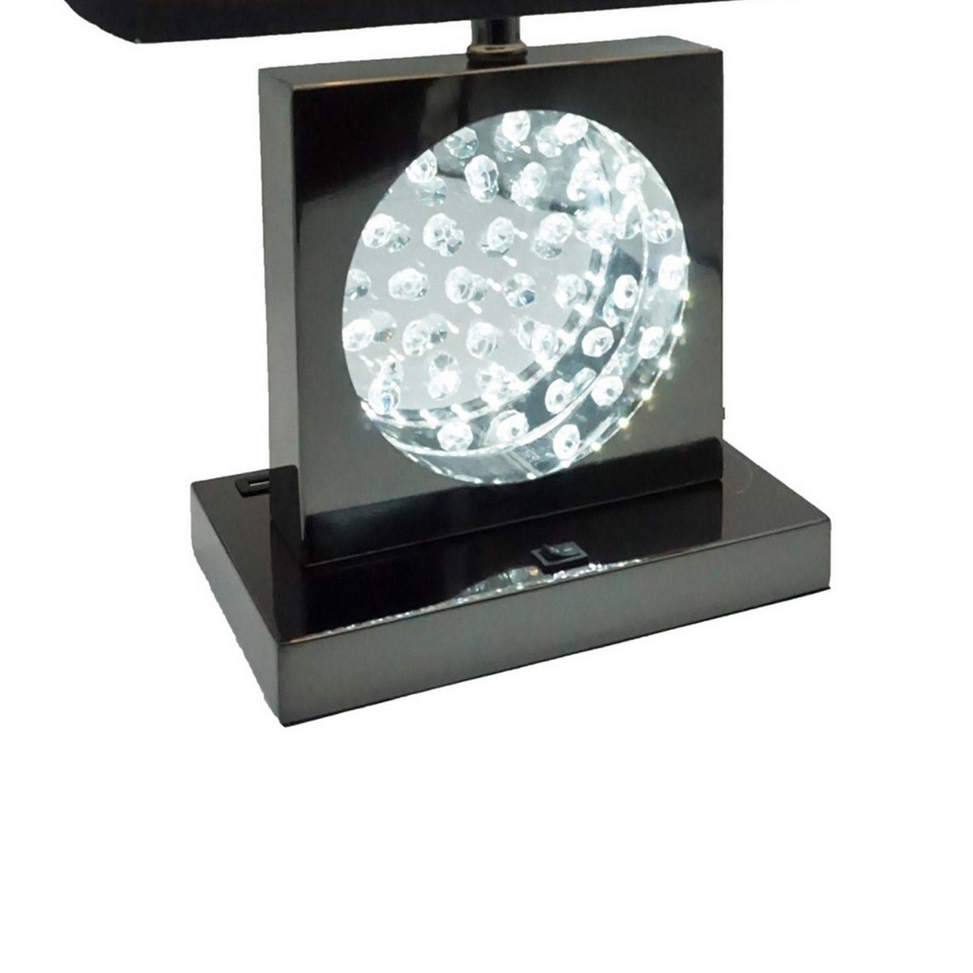 Benzara Rohi Table Lamp, 22 in., Black Fabric Shade, Nickel Base, Model BM300854