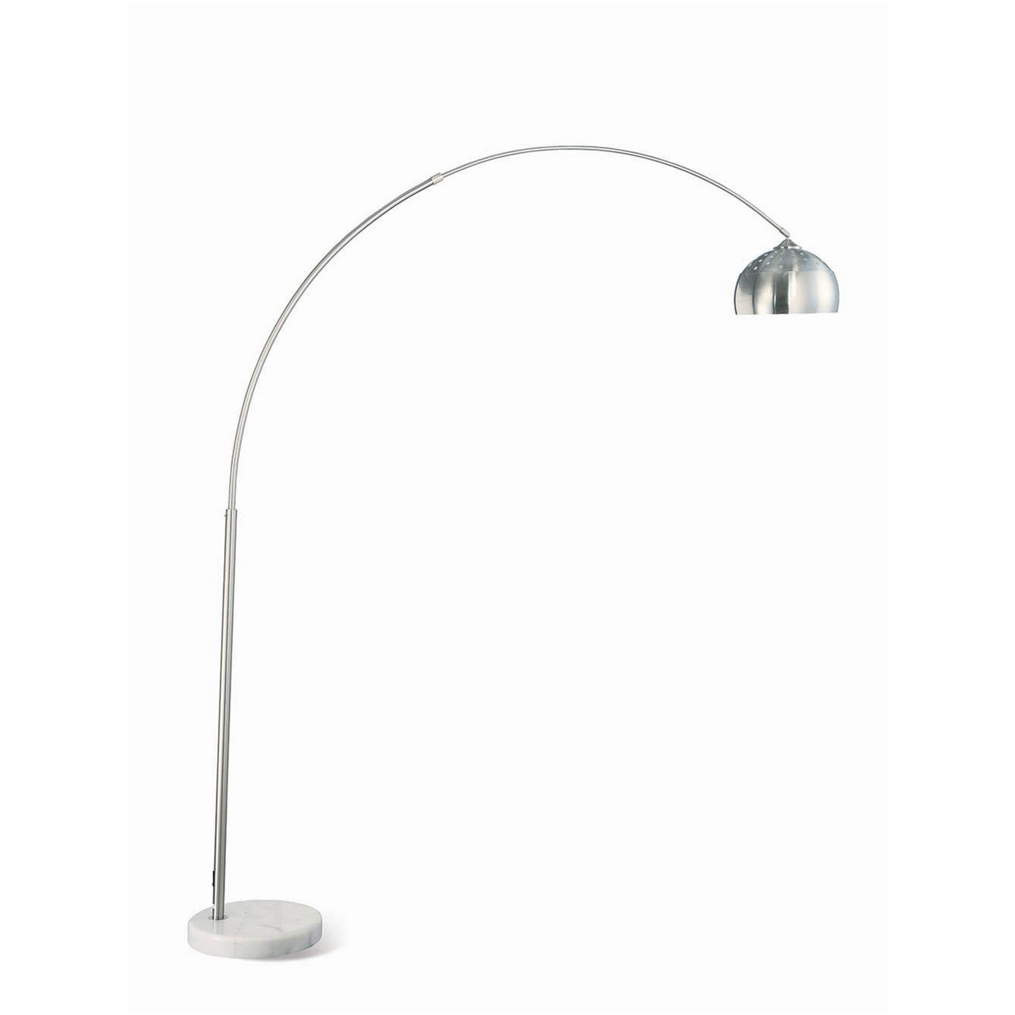 Benzara Floor Lamp - 85 in. Arched Body, Marble Base, Chrome & White, Model BM302471