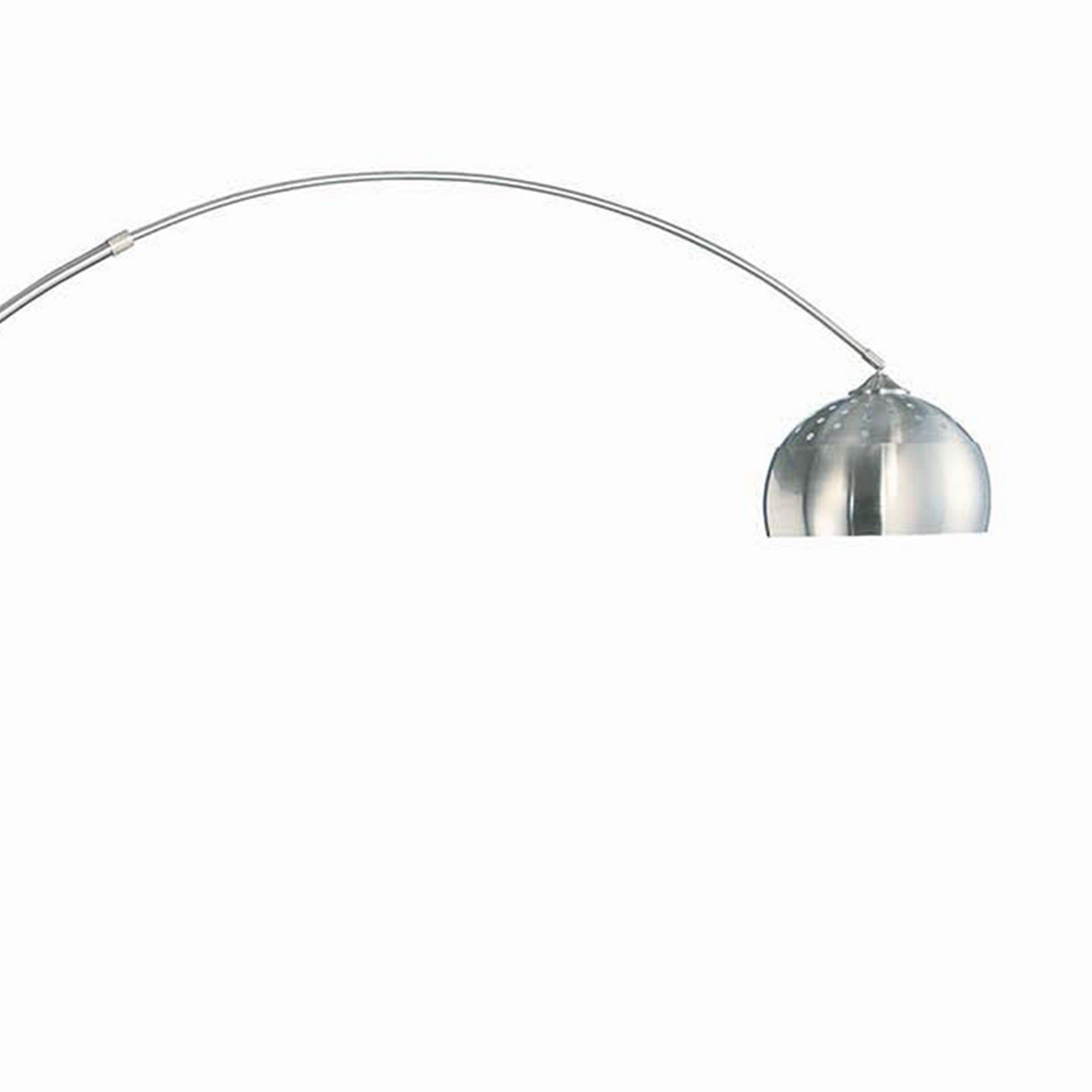 Benzara Floor Lamp - 85 in. Arched Body with Binary Switch, Marble Base, Chrome & White, Model BM302471