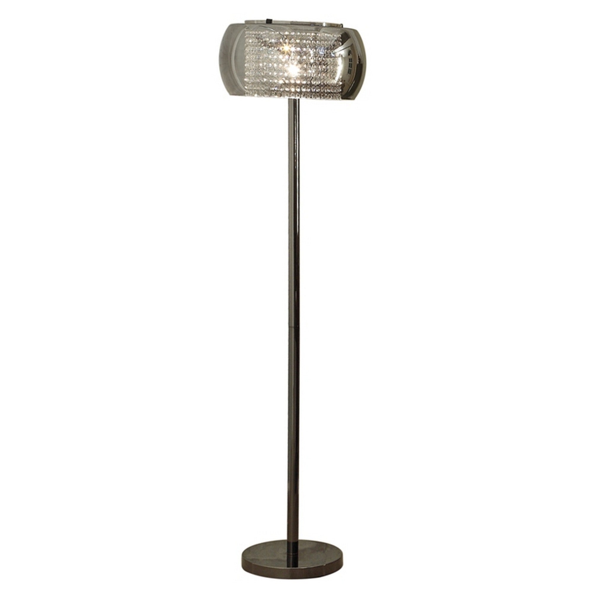 Hana 61 Inch Floor Lamp, Modern Crystal Glass Shade, Metal, Black Nickel
